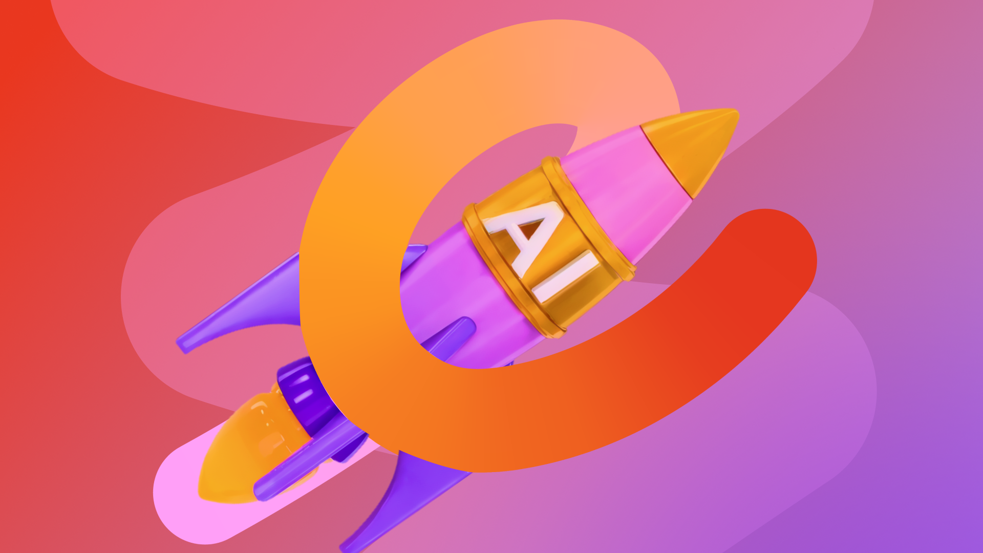 AI rocket flying through a large orange C.