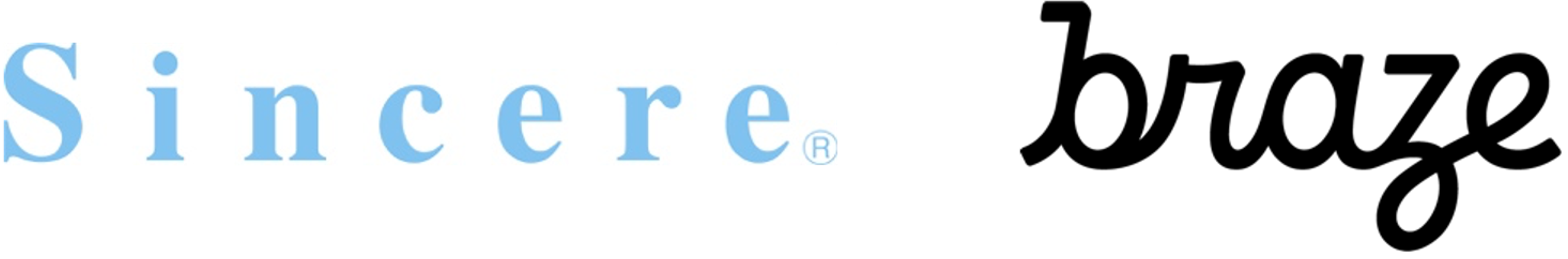 青い文字で「Sincere」と書かれたロゴ。背景は白です。