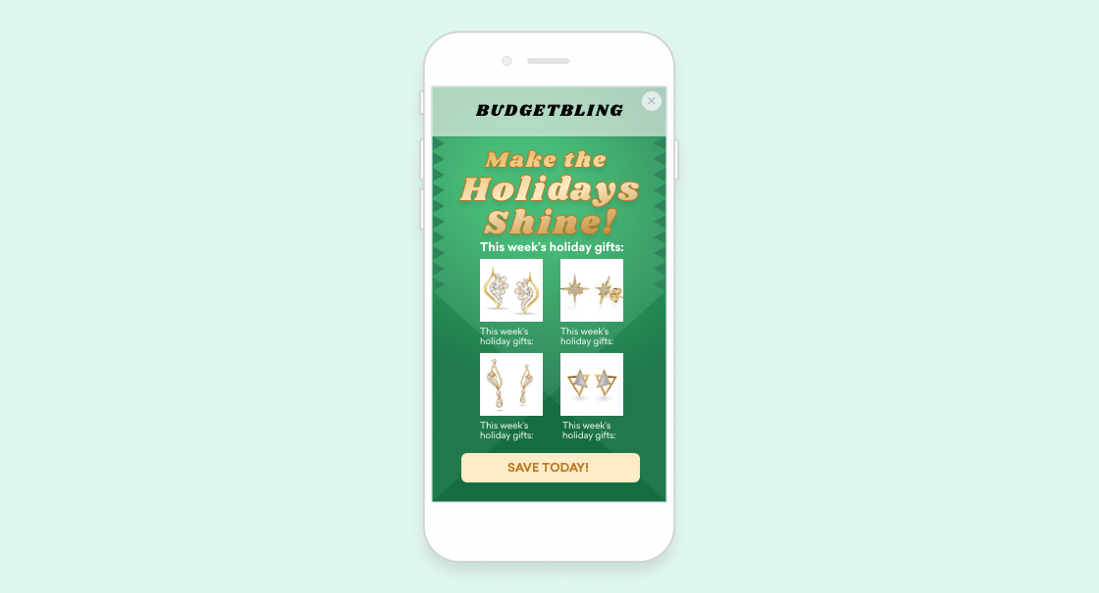 A full-screen in-app messaging promoting individually recommended items