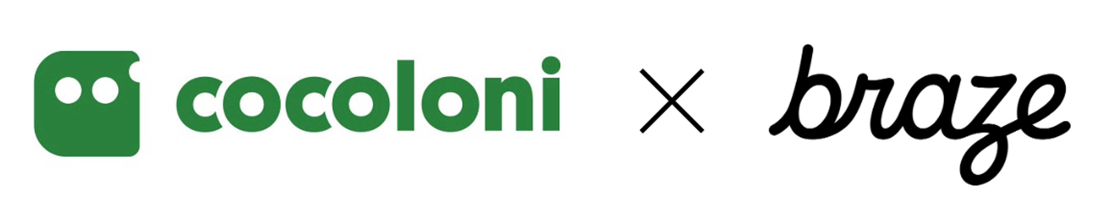 a logo for cocoloni x braze is shown on a white background