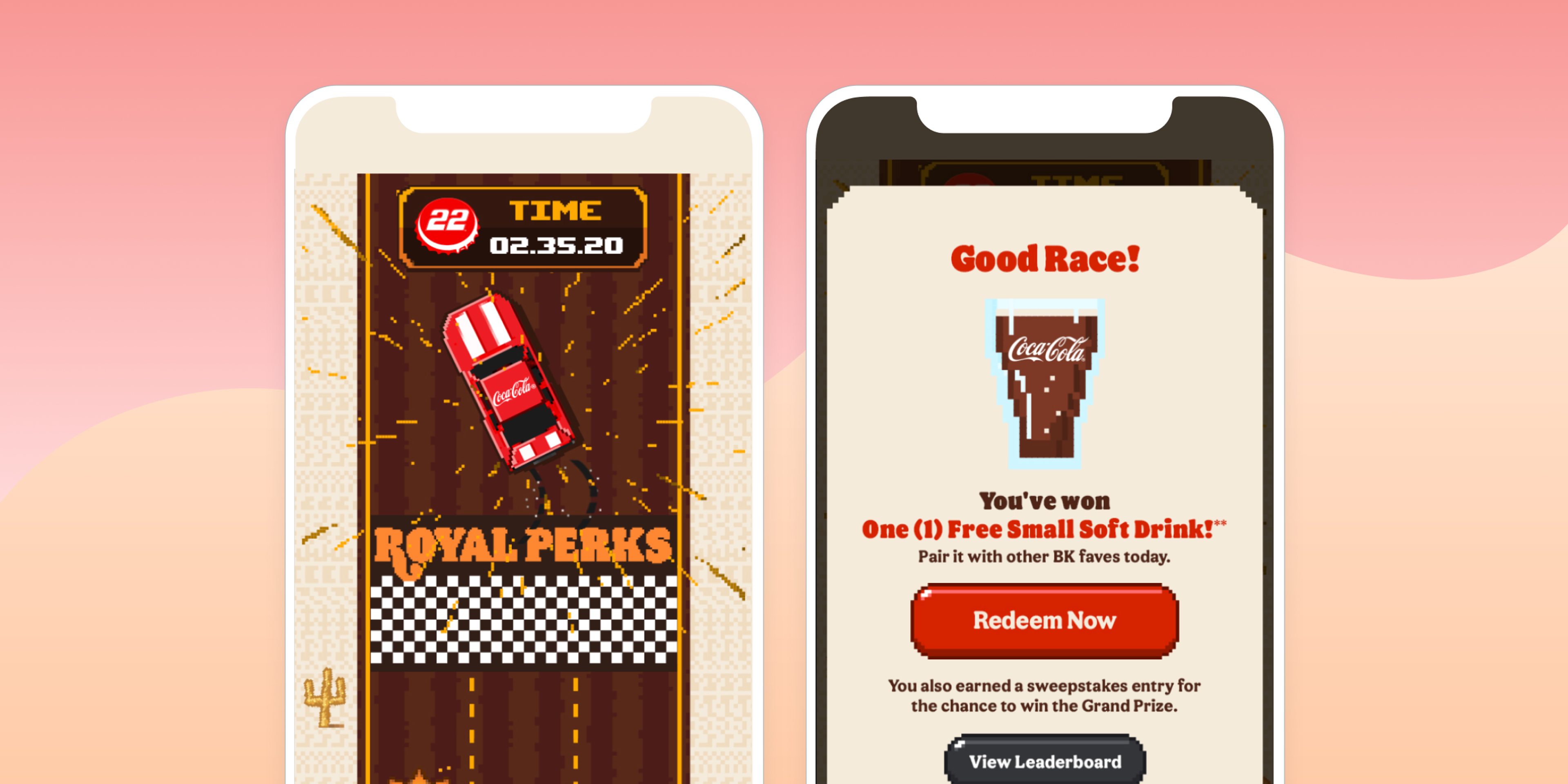 Two phone screens of the Burger King app