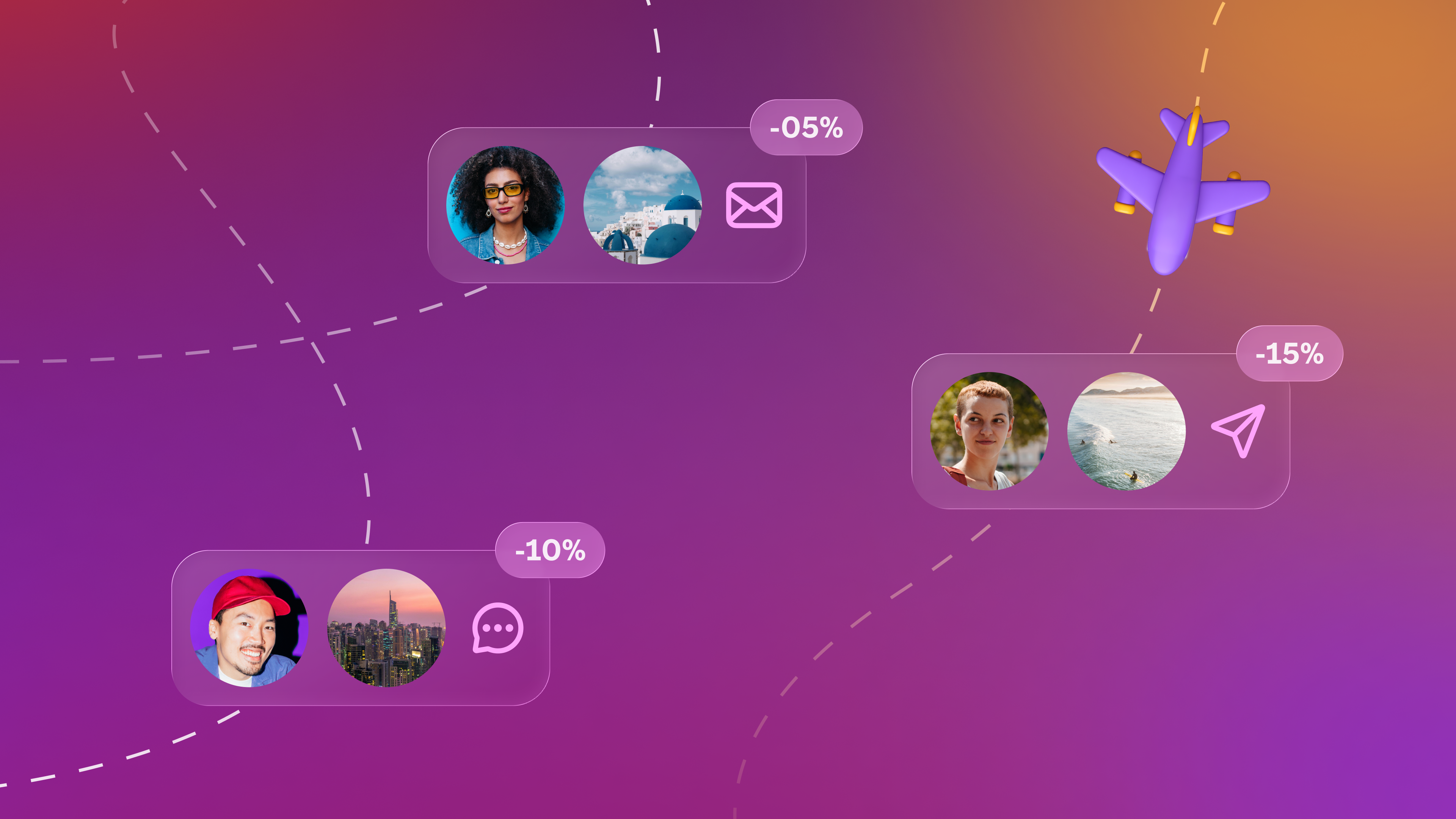 a purple plane is flying over a purple background