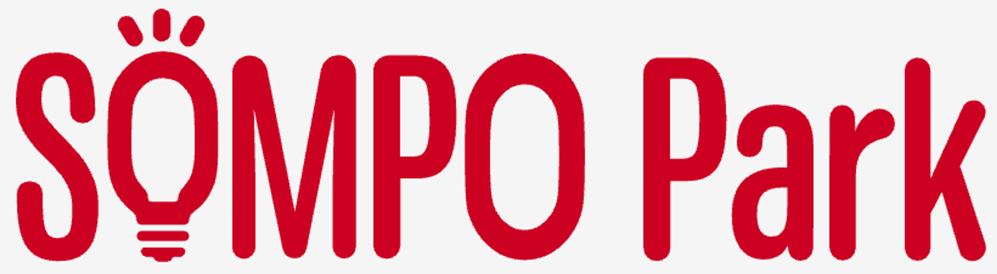 SOMPOパークのロゴ。赤い文字で「SOMPO Park」と書かれている。