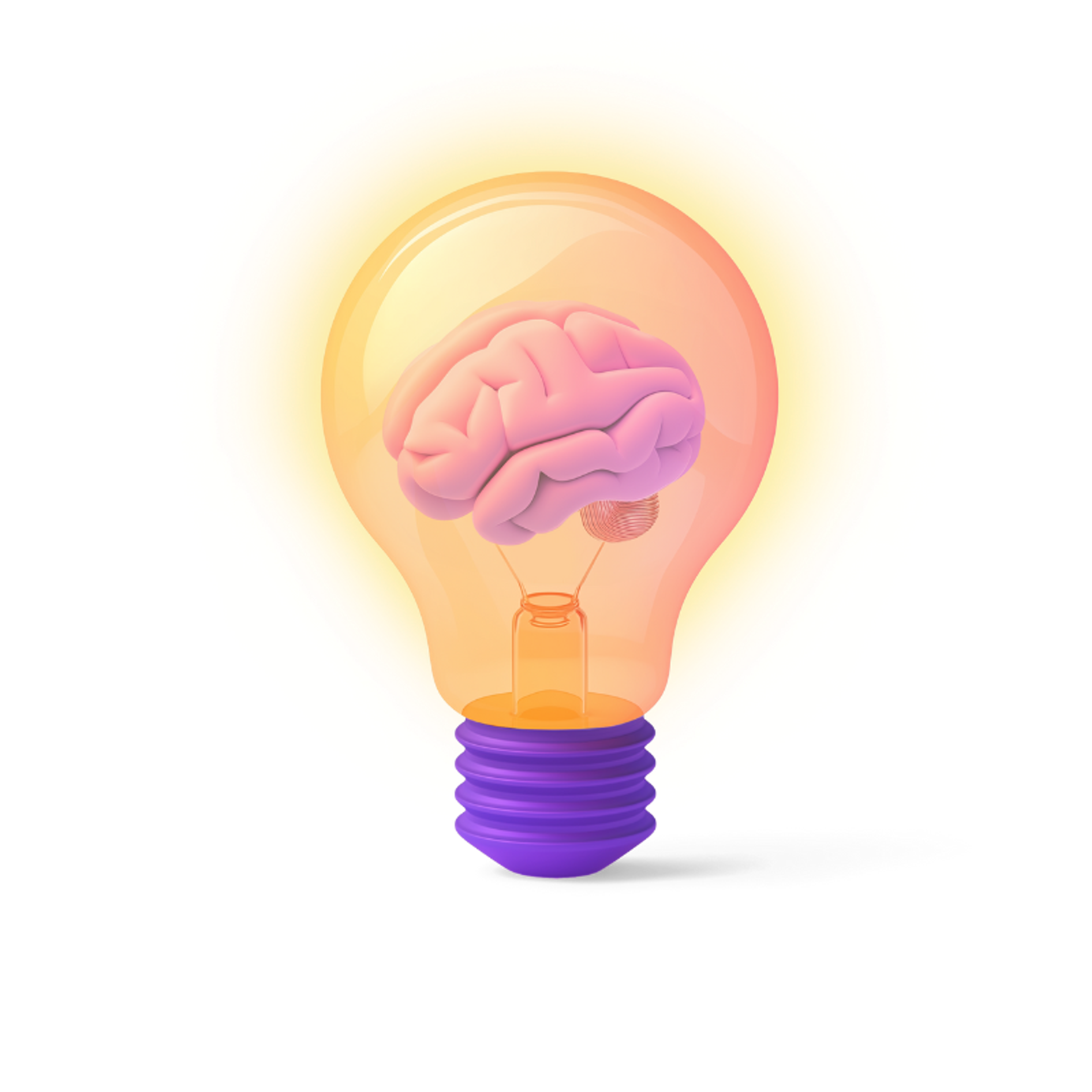 a light bulb with a brain inside of it