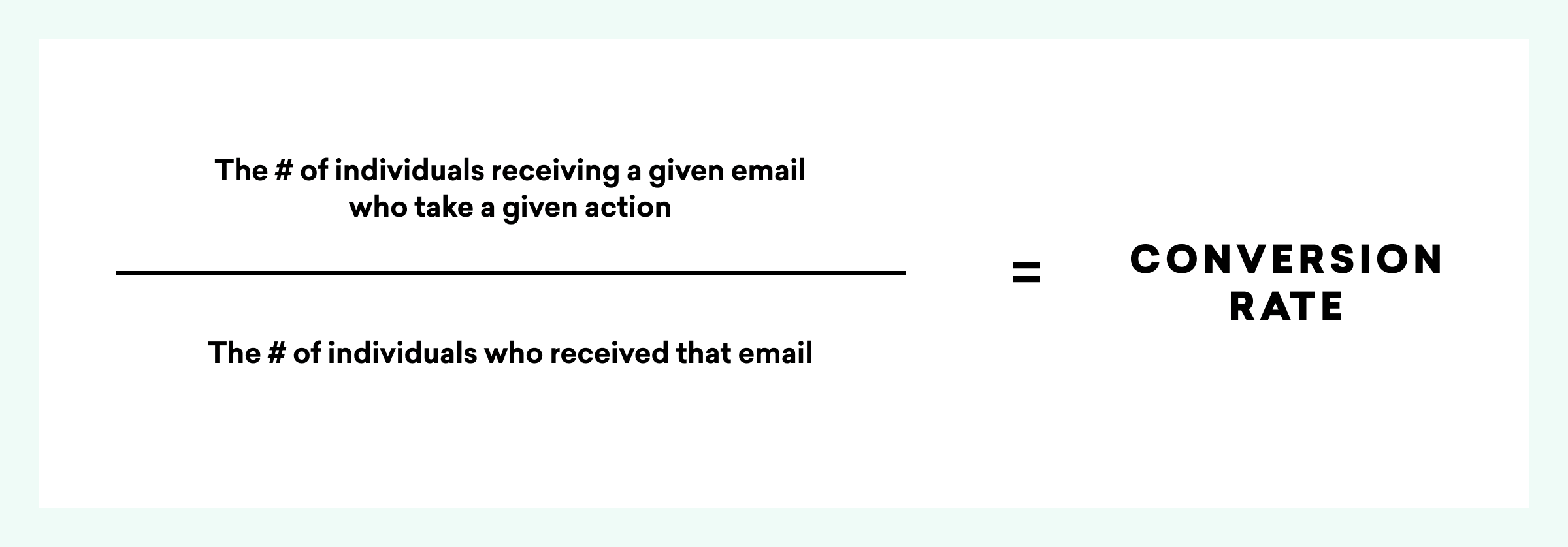 the number of individuals receiving a given email who take a given action is equal to the number of individuals who received that email