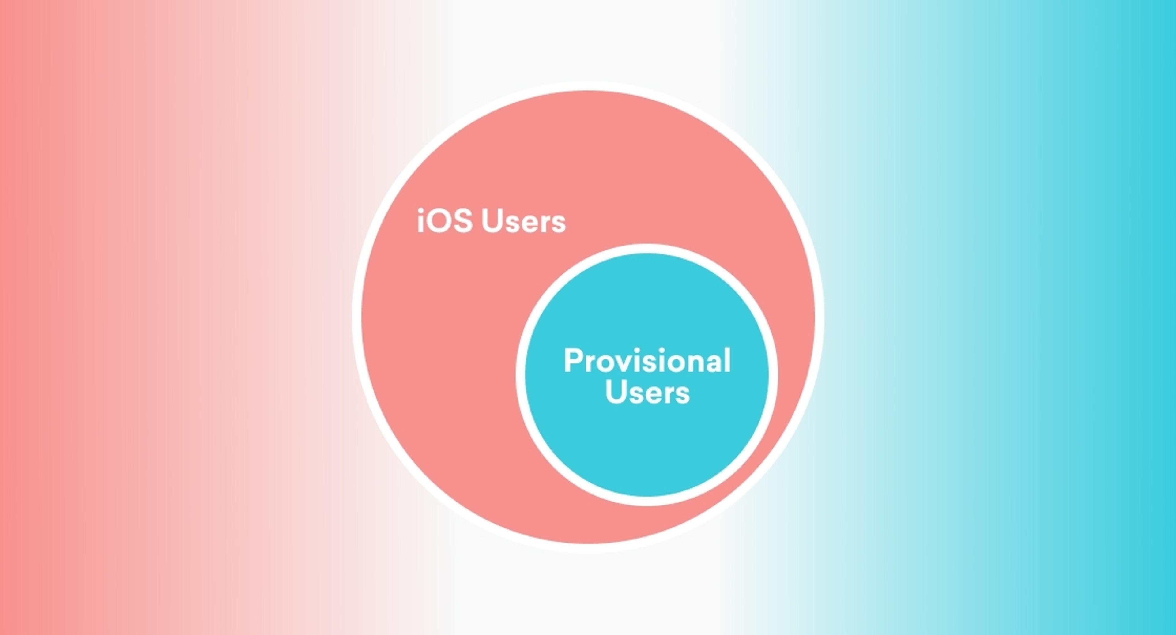 A diagram depicting provisional users as a subset of iOS users