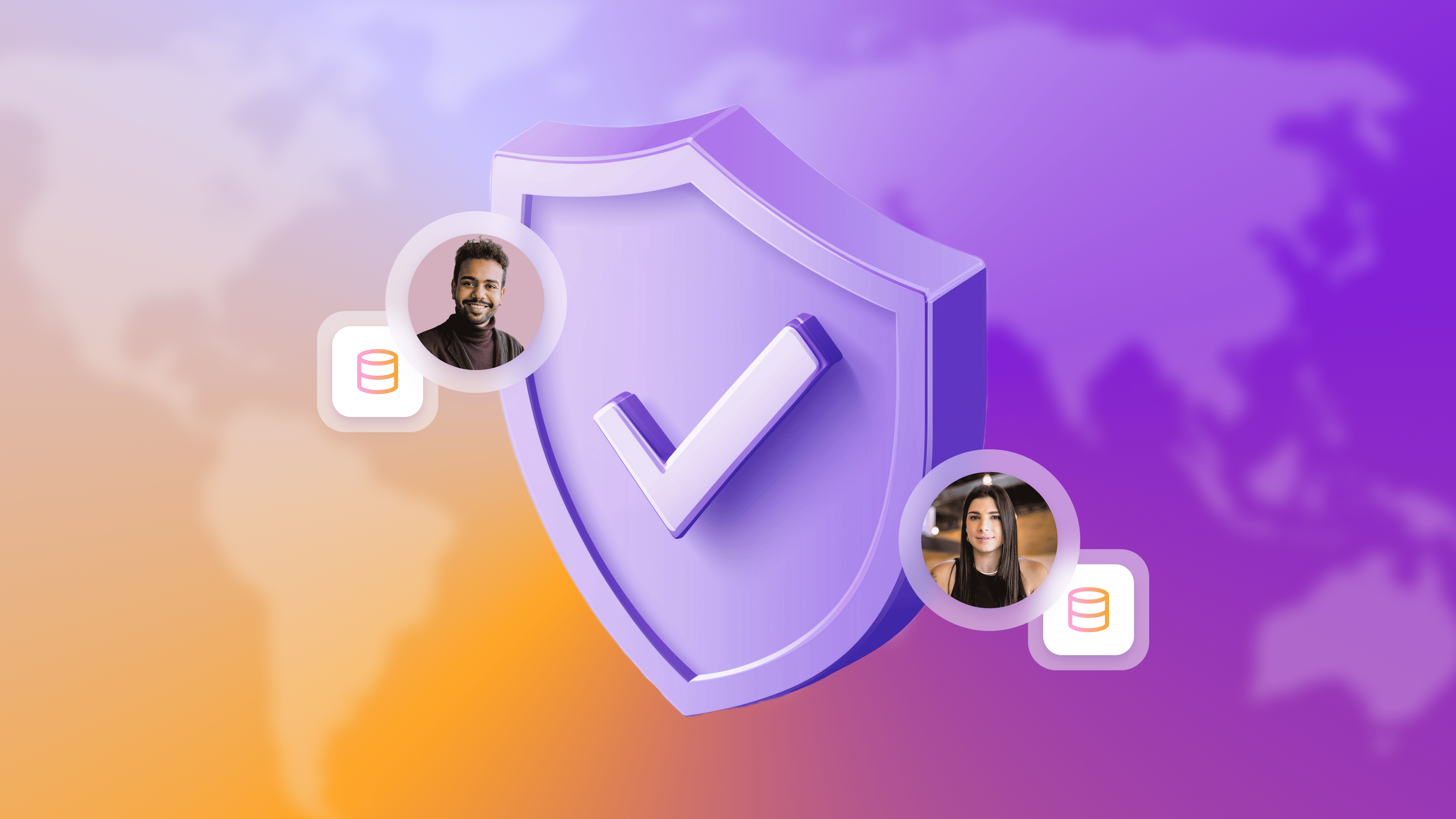 a purple shield with a check mark on it