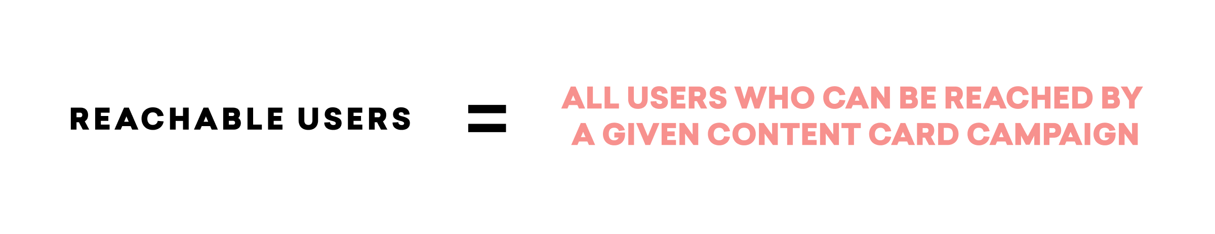 Text explaining "Reachable Users" as all users who can be reached by a specific content card campaign. The phrase is presented in two contrasting font styles.