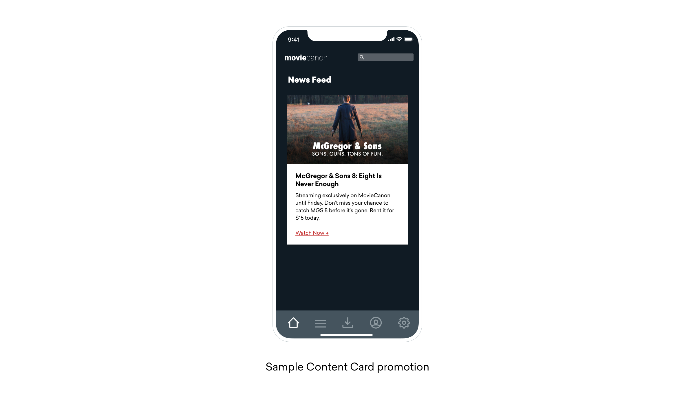 Sample Content Card promotion
