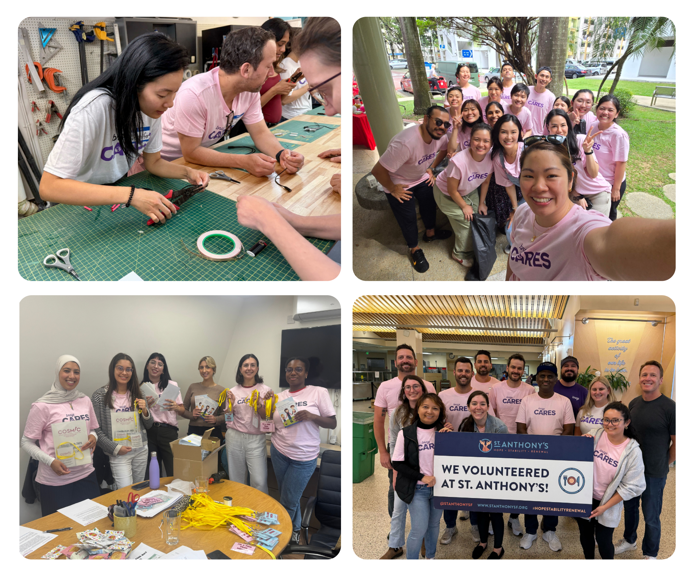 Four images of volunteers