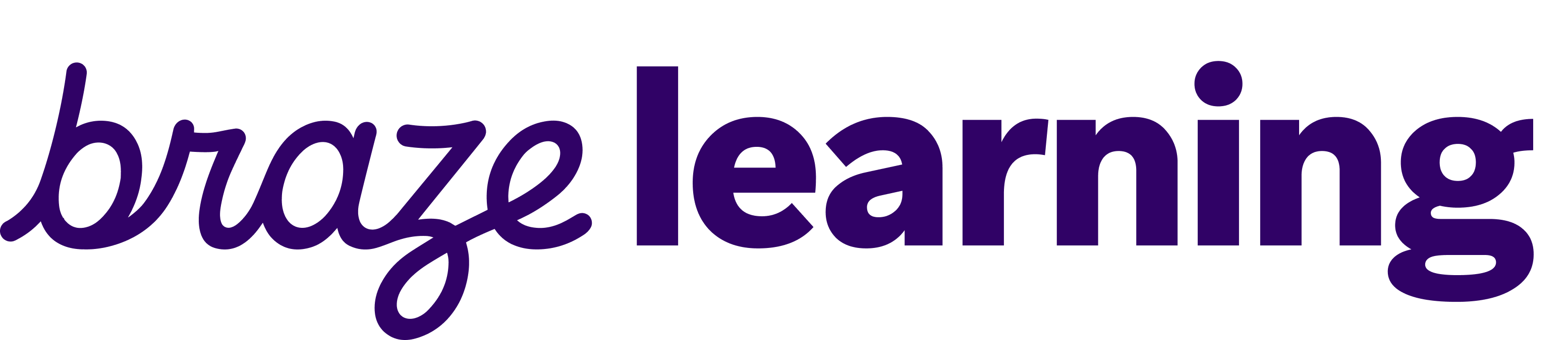 ブラゼの学習プラットフォームのロゴ。紫色の文字で「braze learning」と書かれている。