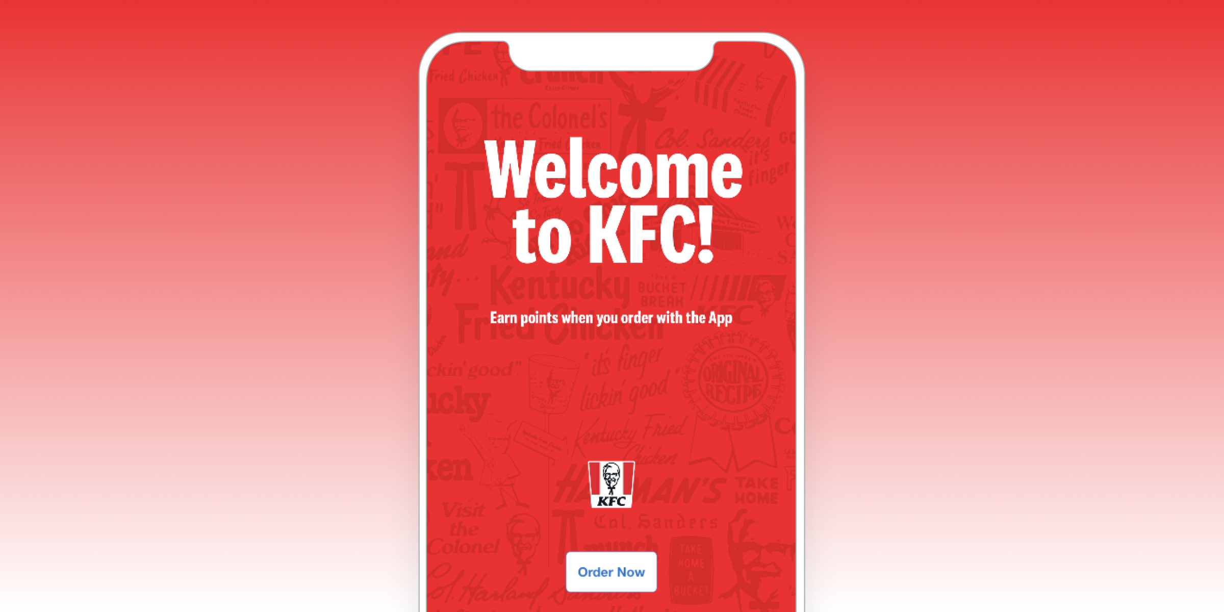 a phone screen that says welcome to kfc on it