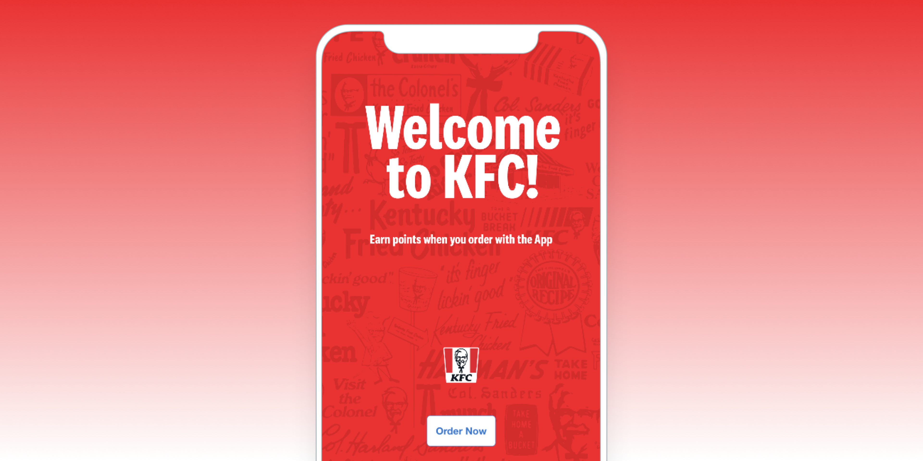 a phone screen that says welcome to kfc on it