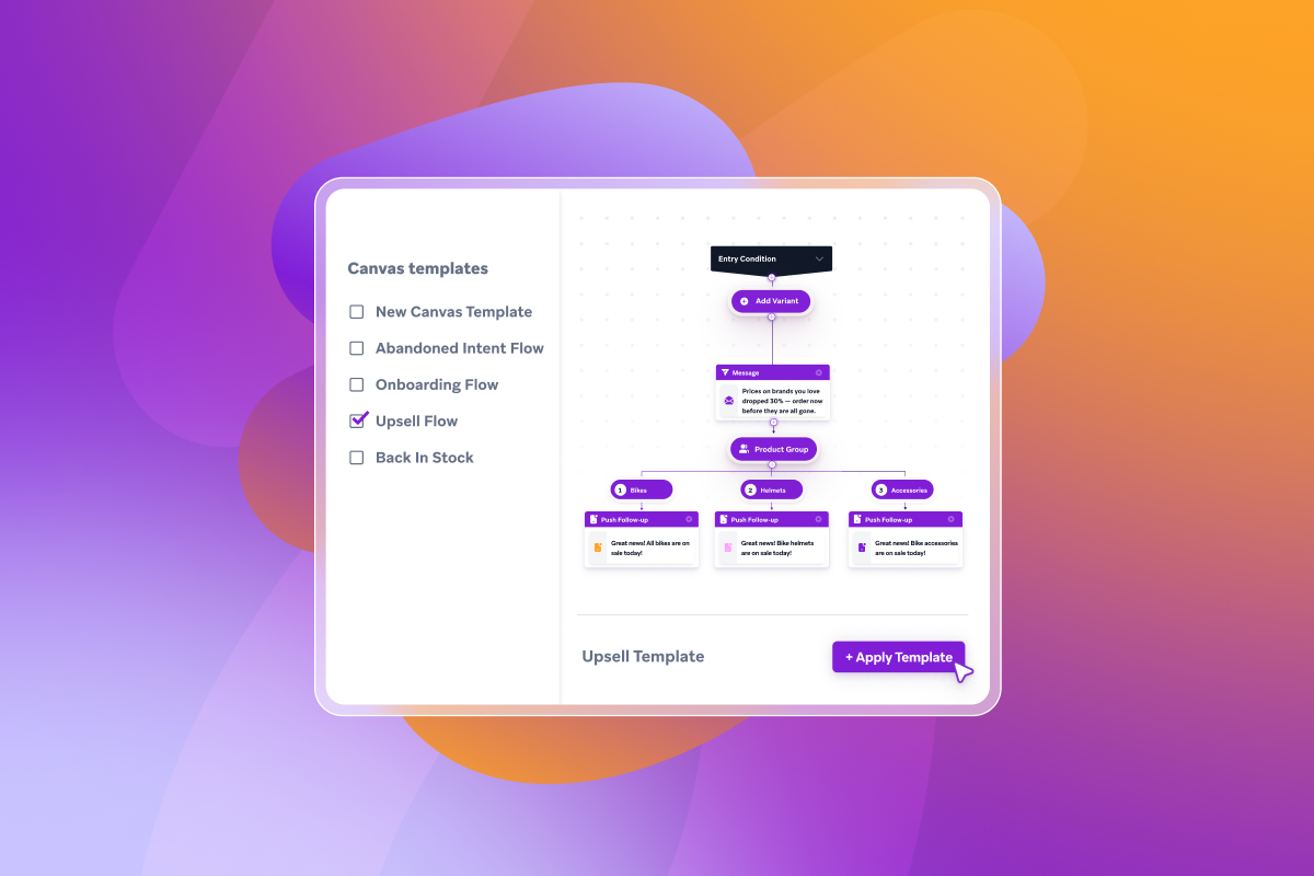 a screen showing canvas templates with a purple background