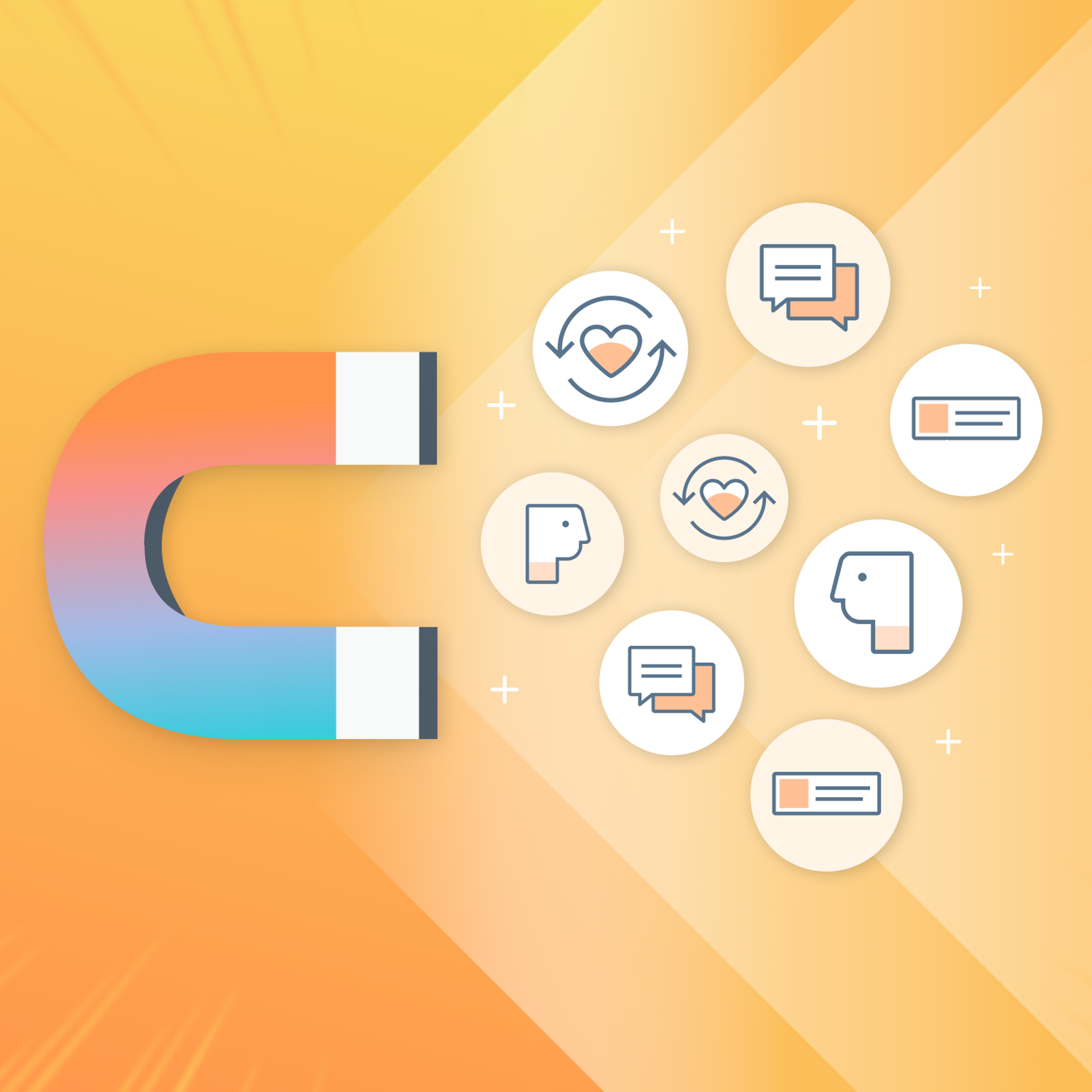magnet attracting messaging icons