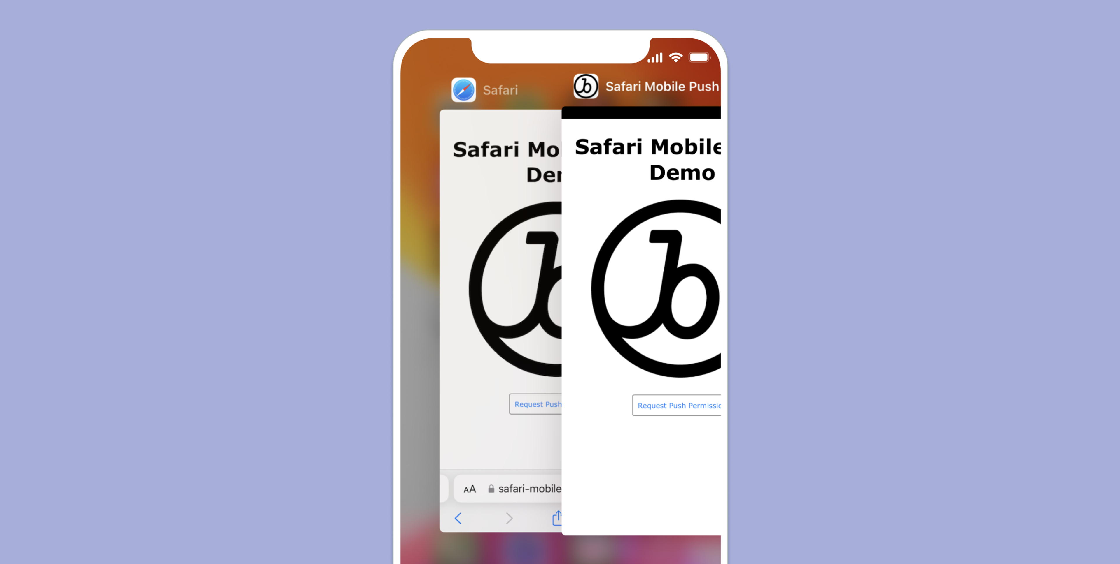 a phone with safari mobile push on the screen
