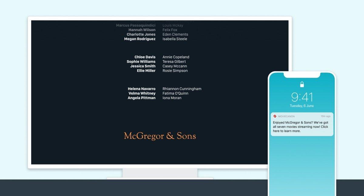 画面には「McGregor & Sons」のクレジットが表示されています。スマートフォンには予約確認の通知があります。