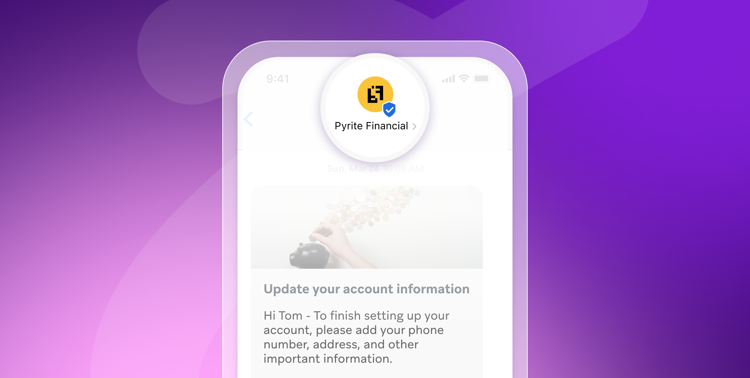 a phone screen that says update your account information