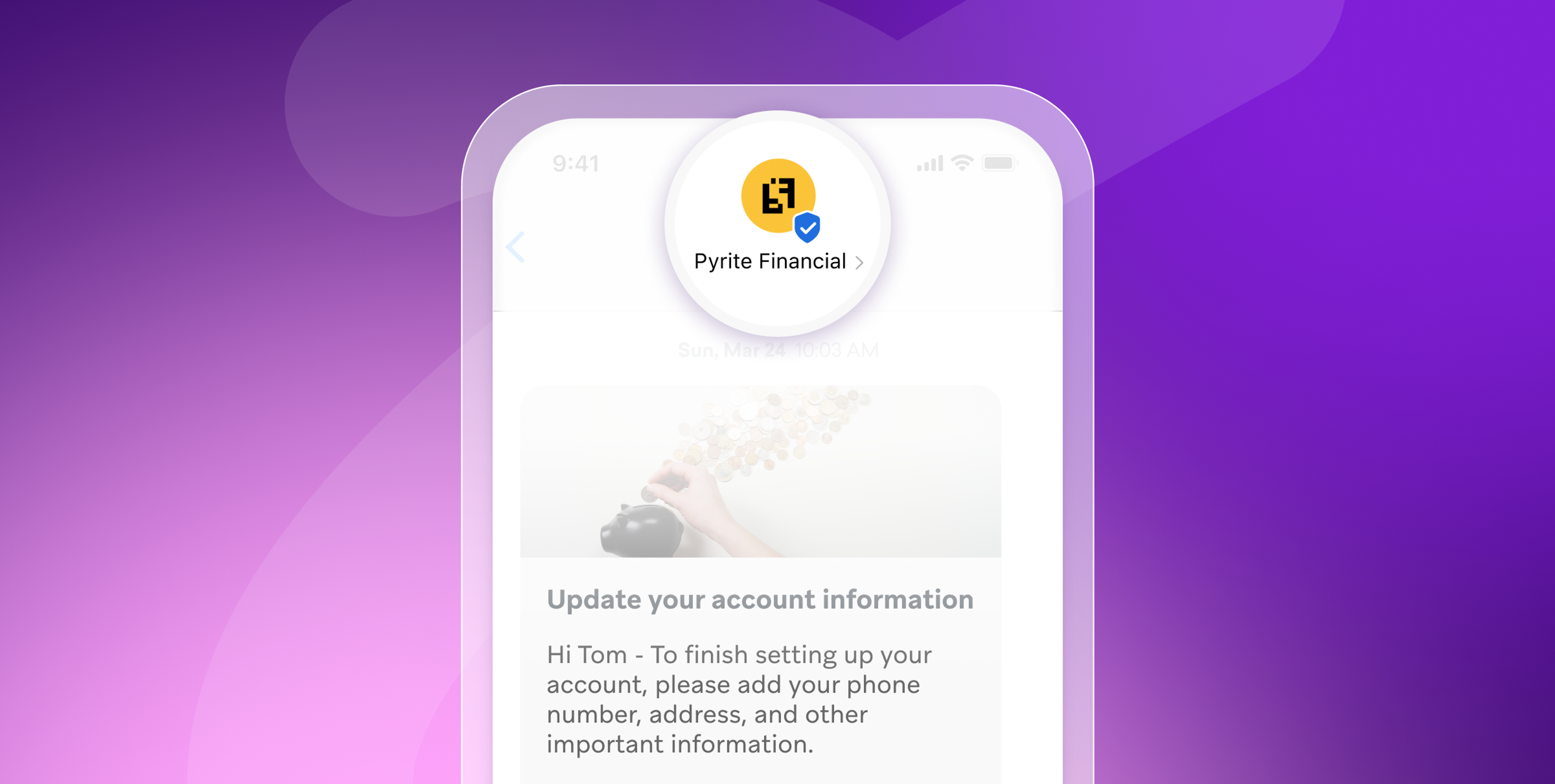 a phone screen that says update your account information