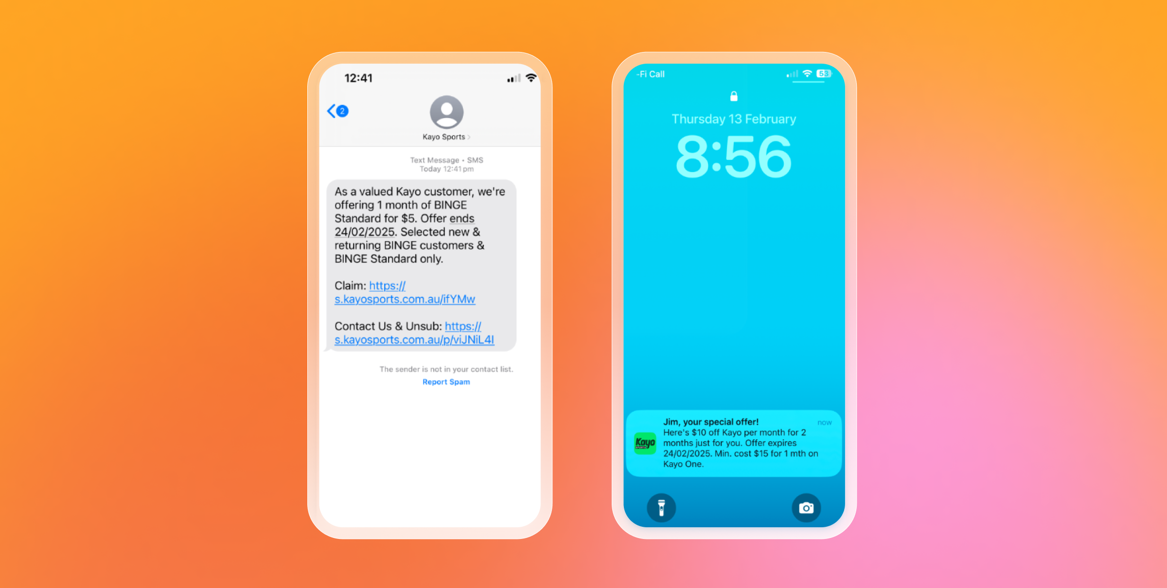 a phone with a text message on it and a phone with a notification on it