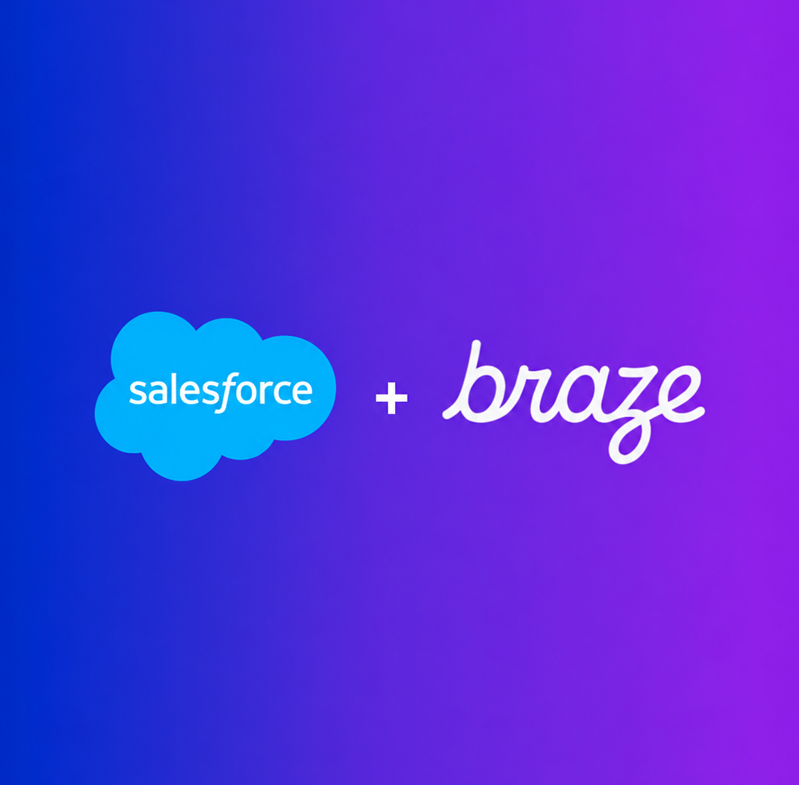 Salesforce and Braze logos on a blue-to-purple gradient background.