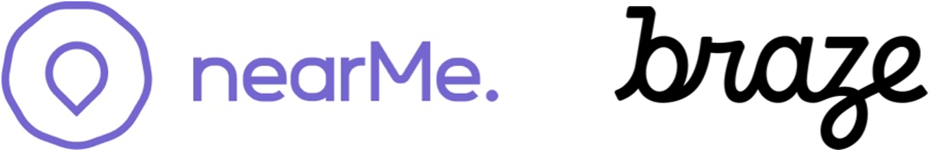 nearMeのロゴが表示されています。紫色の文字で「nearMe」と書かれています。
