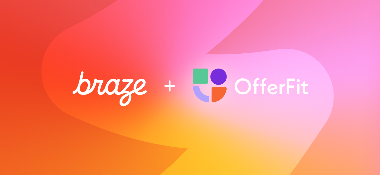 braze and offerfit logos on a colorful background