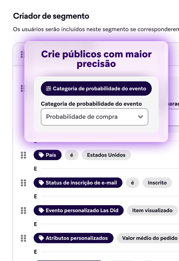 Página com o painel do Segment Builder