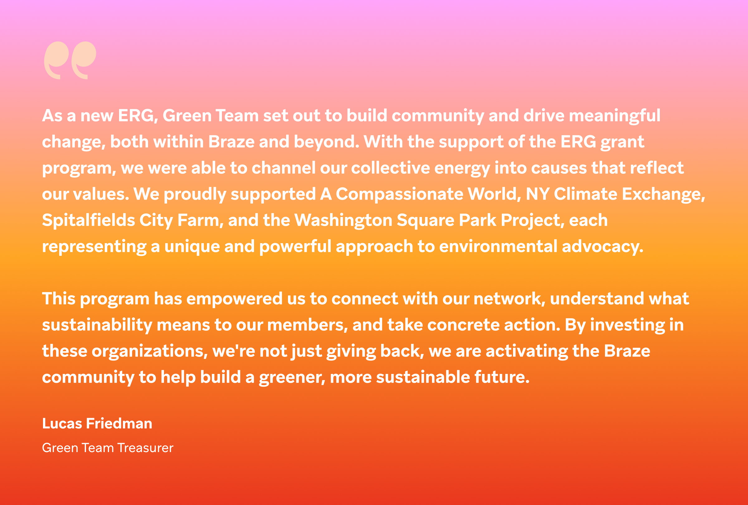 a quote from lucas friedman green team treasurer