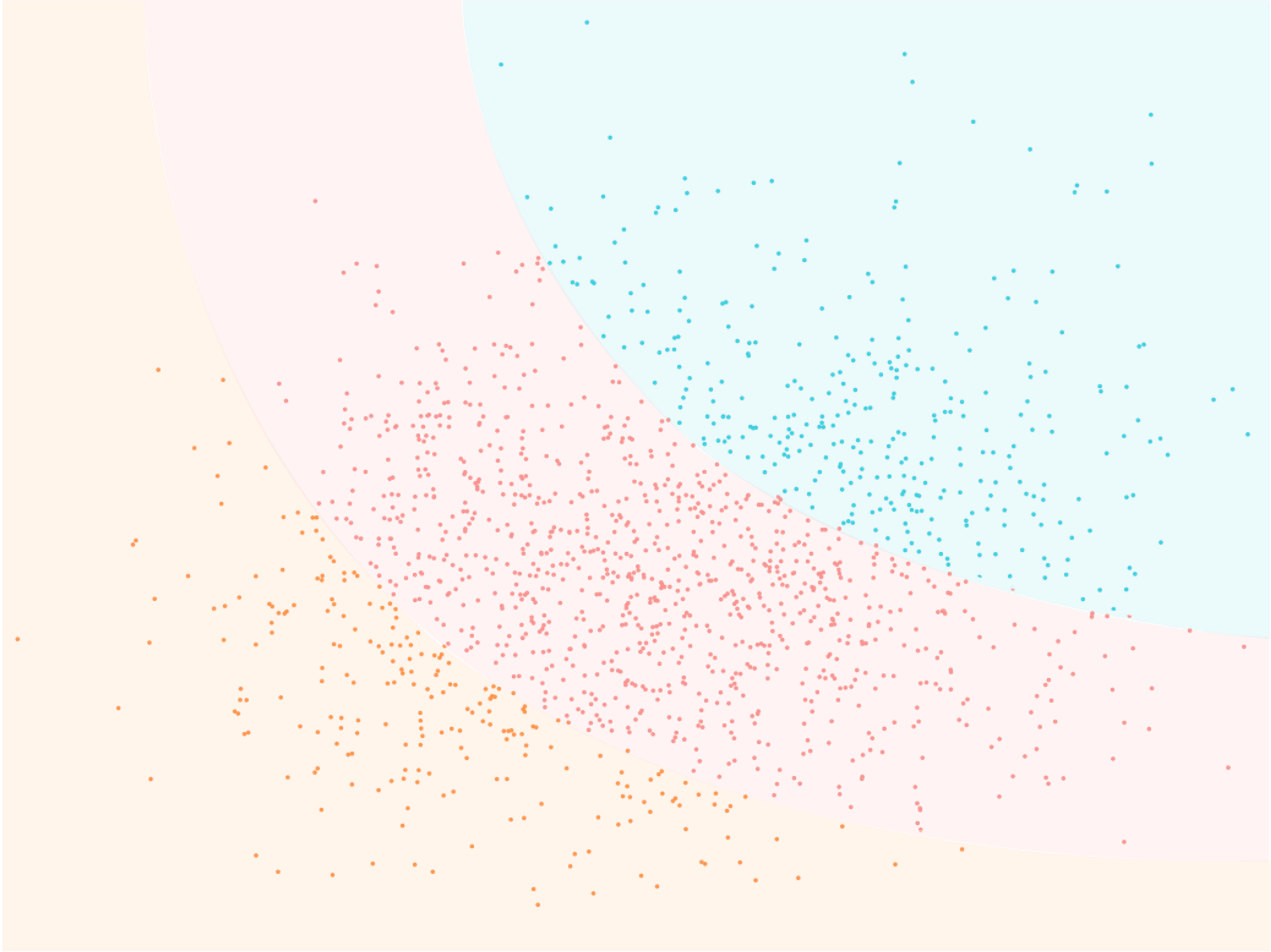 a white background with pink and blue dots on it