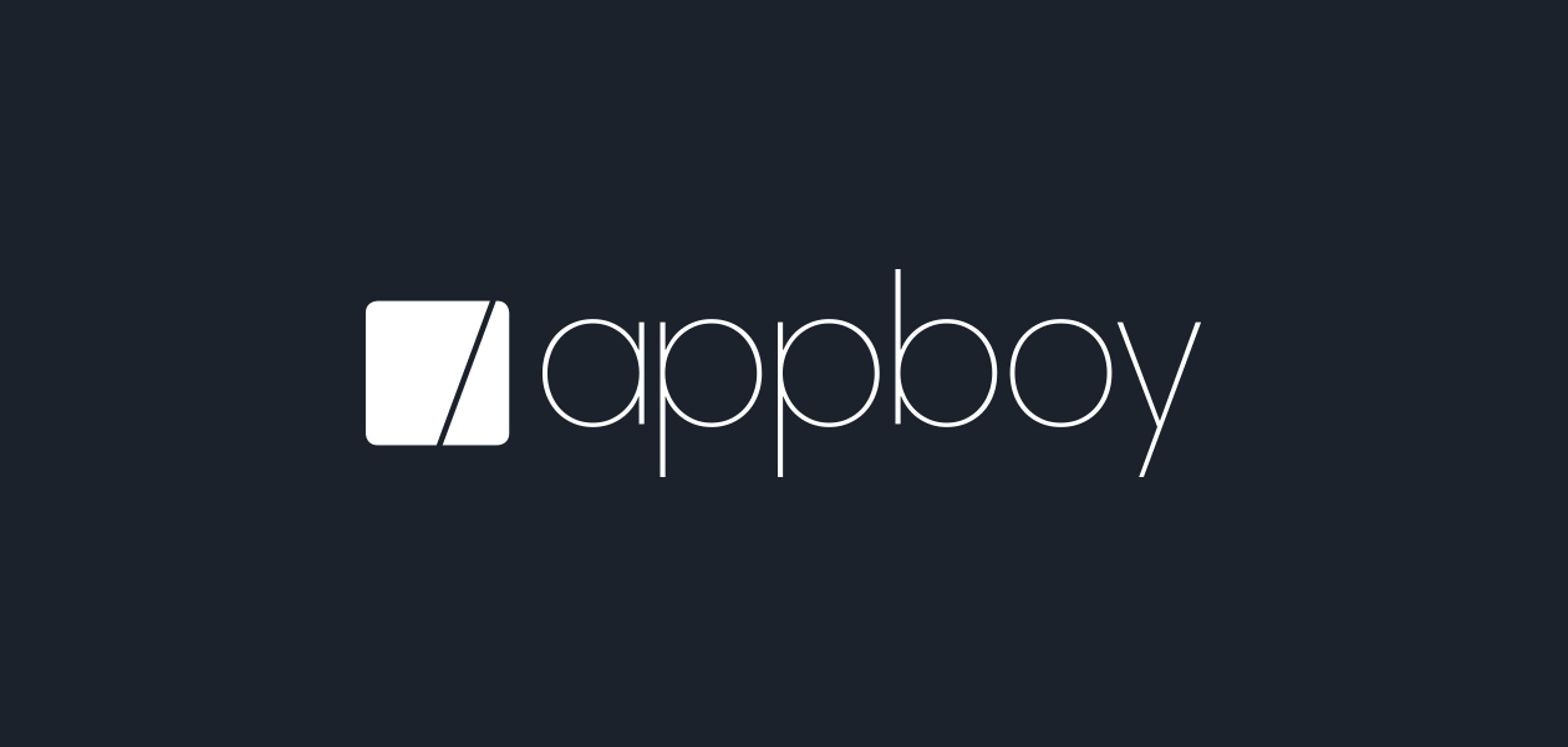 Logo of Appboy, featuring the word "appboy" in a modern font on a dark background.