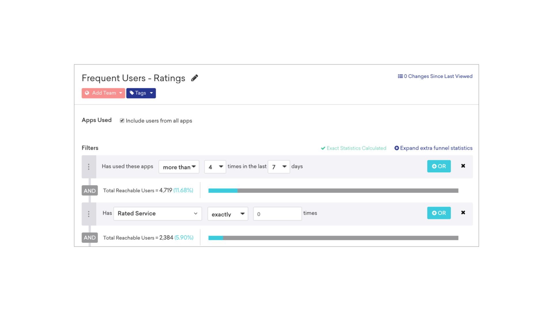 A user interface displaying filters for frequent users and ratings, including options for app usage frequency and service ratings. The layout features checkboxes and dropdown menus for selecting criteria.