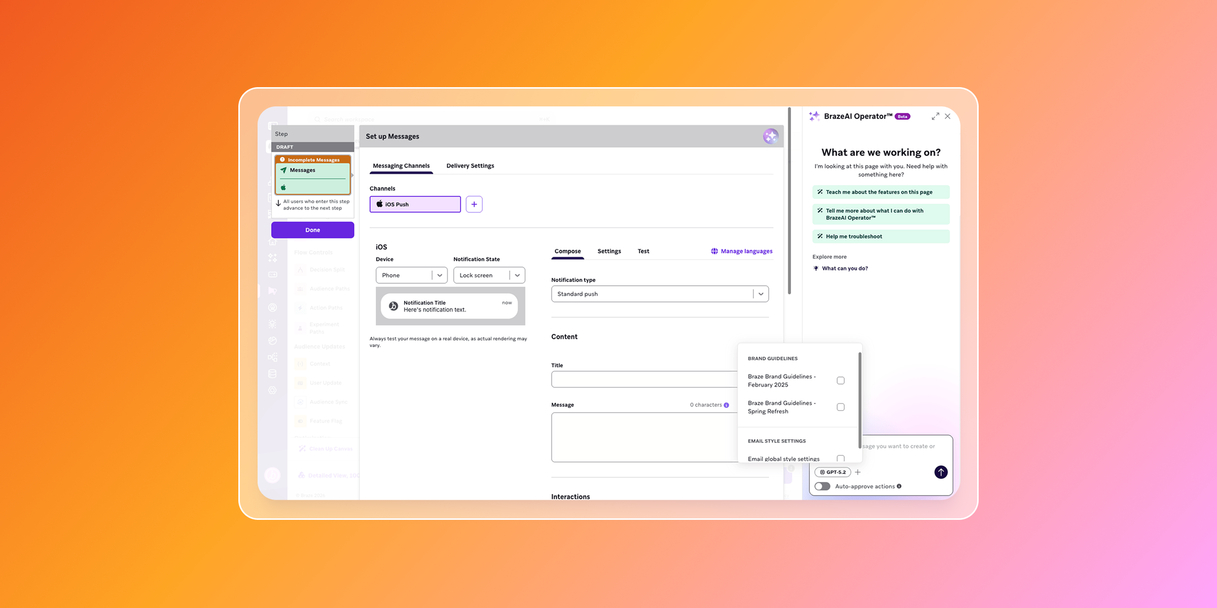 Using Operator to check a message against a brand's style guide