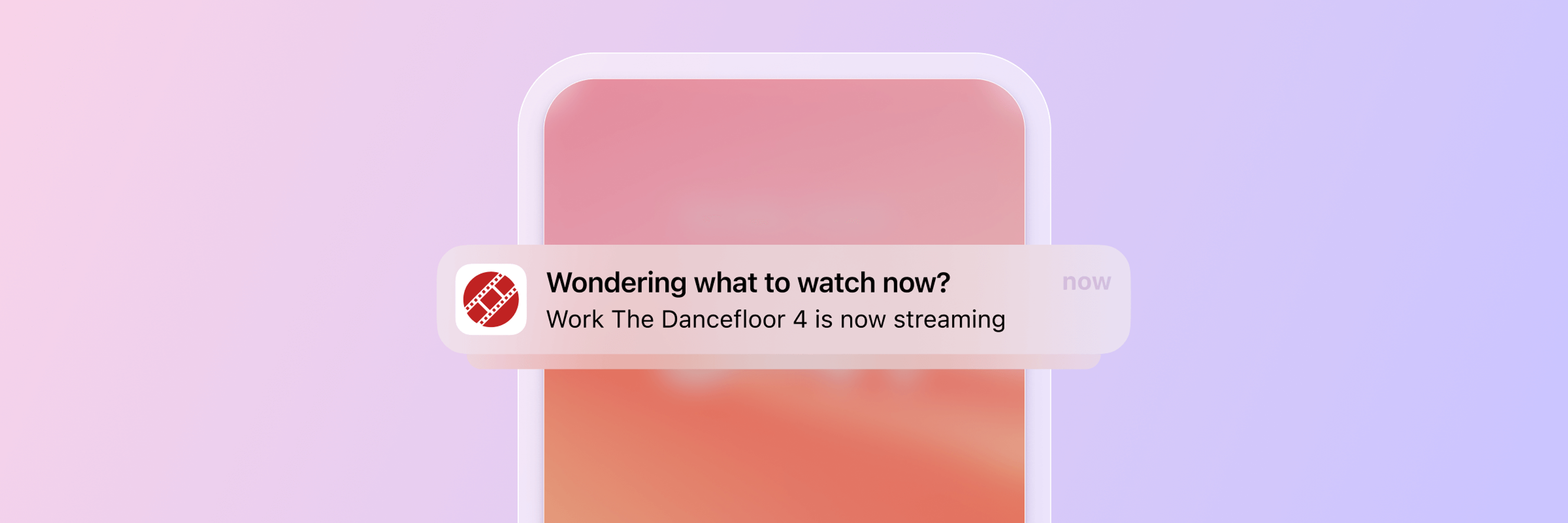 a notification on a cell phone says wondering what to watch now