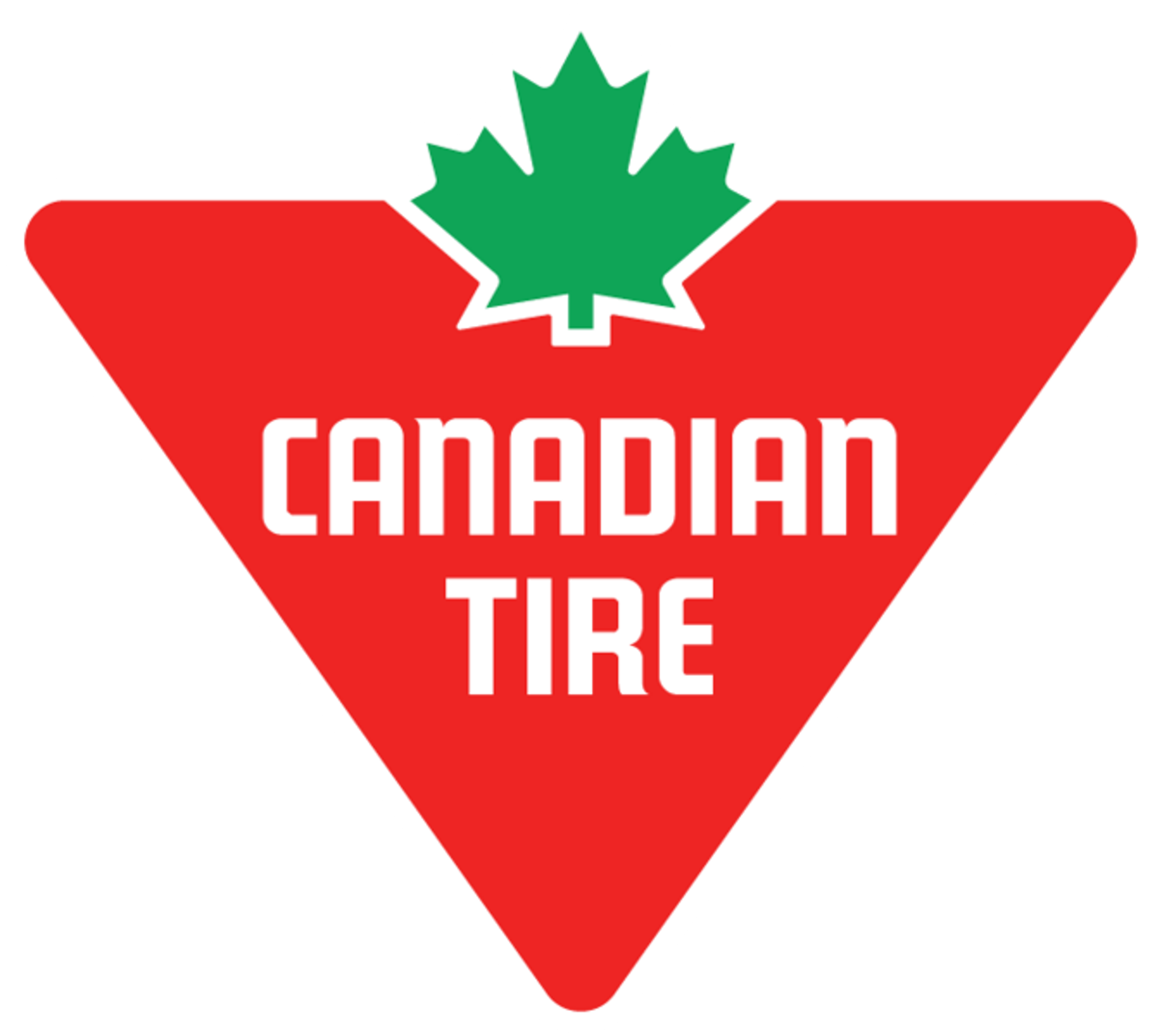 a canadian tire logo with a green maple leaf
