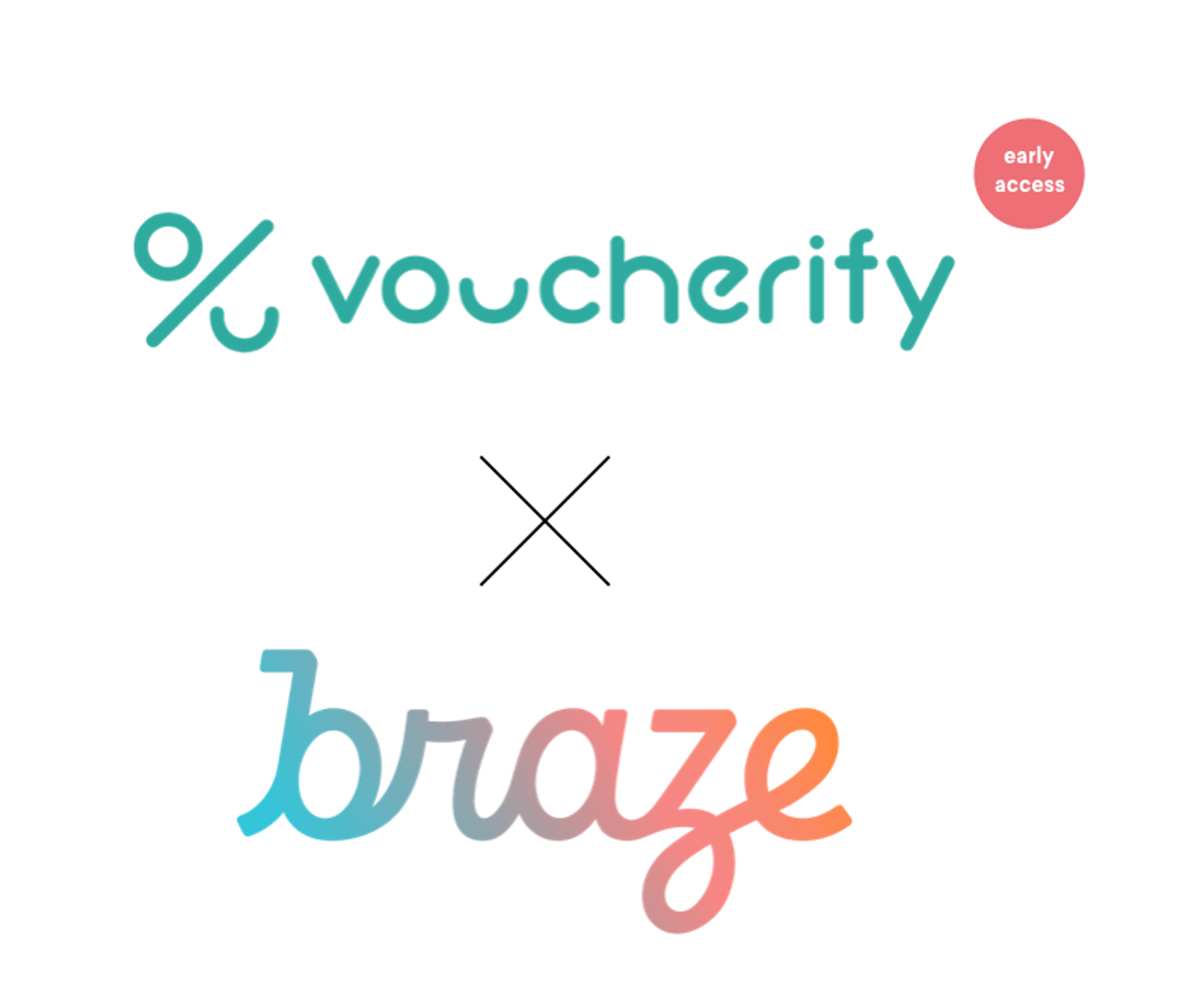 Logo of Vouchery and Braze with "early access" in a red circle.