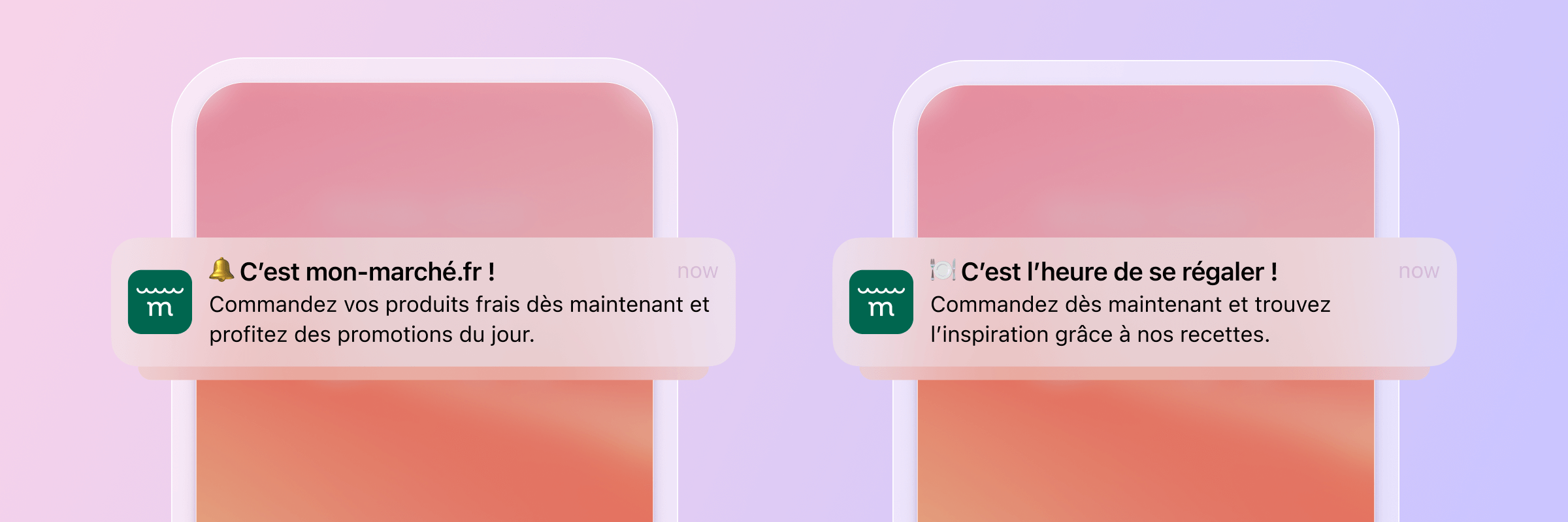 a notification on a phone that says c'est mon-marché.fr