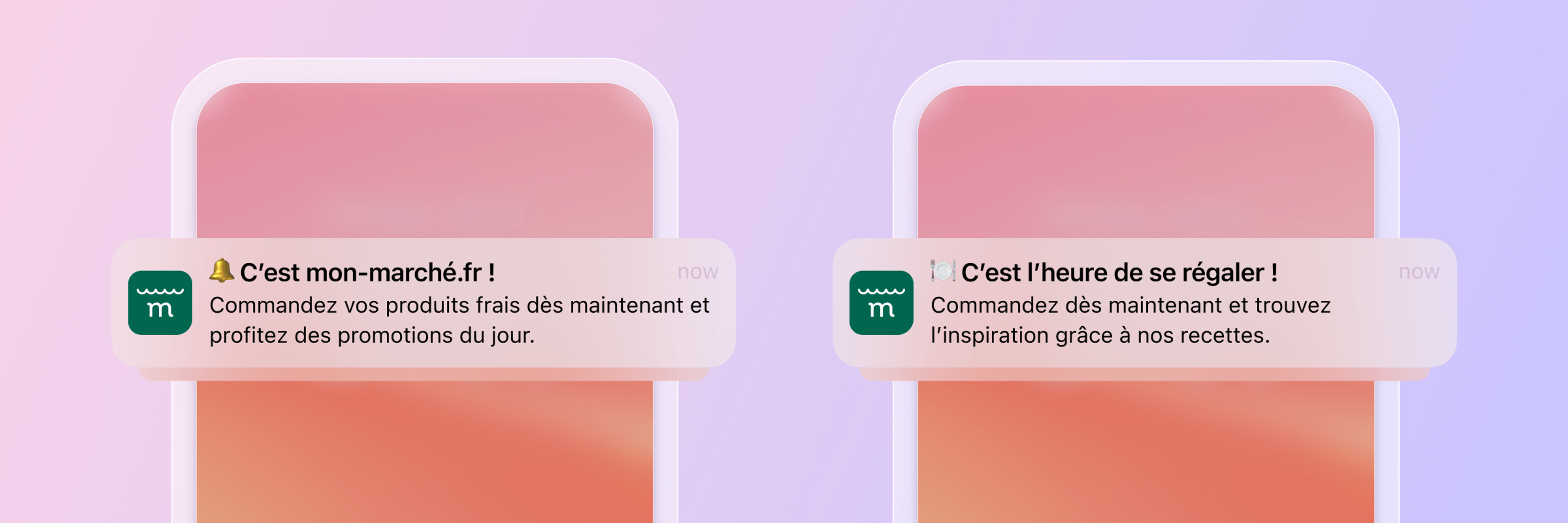 a notification on a phone that says c'est mon-marché.fr