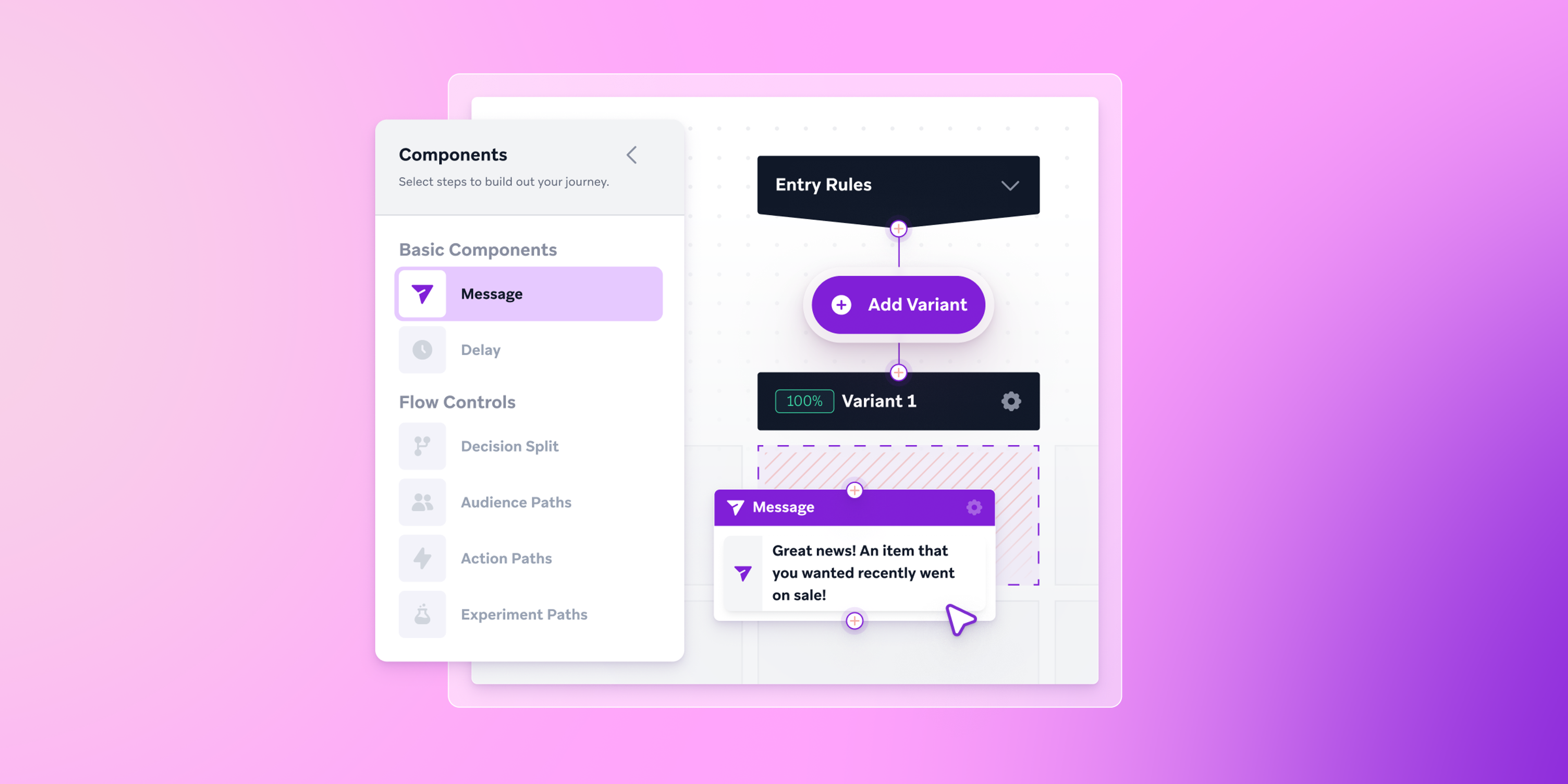 a screenshot of a flow chart with a purple background