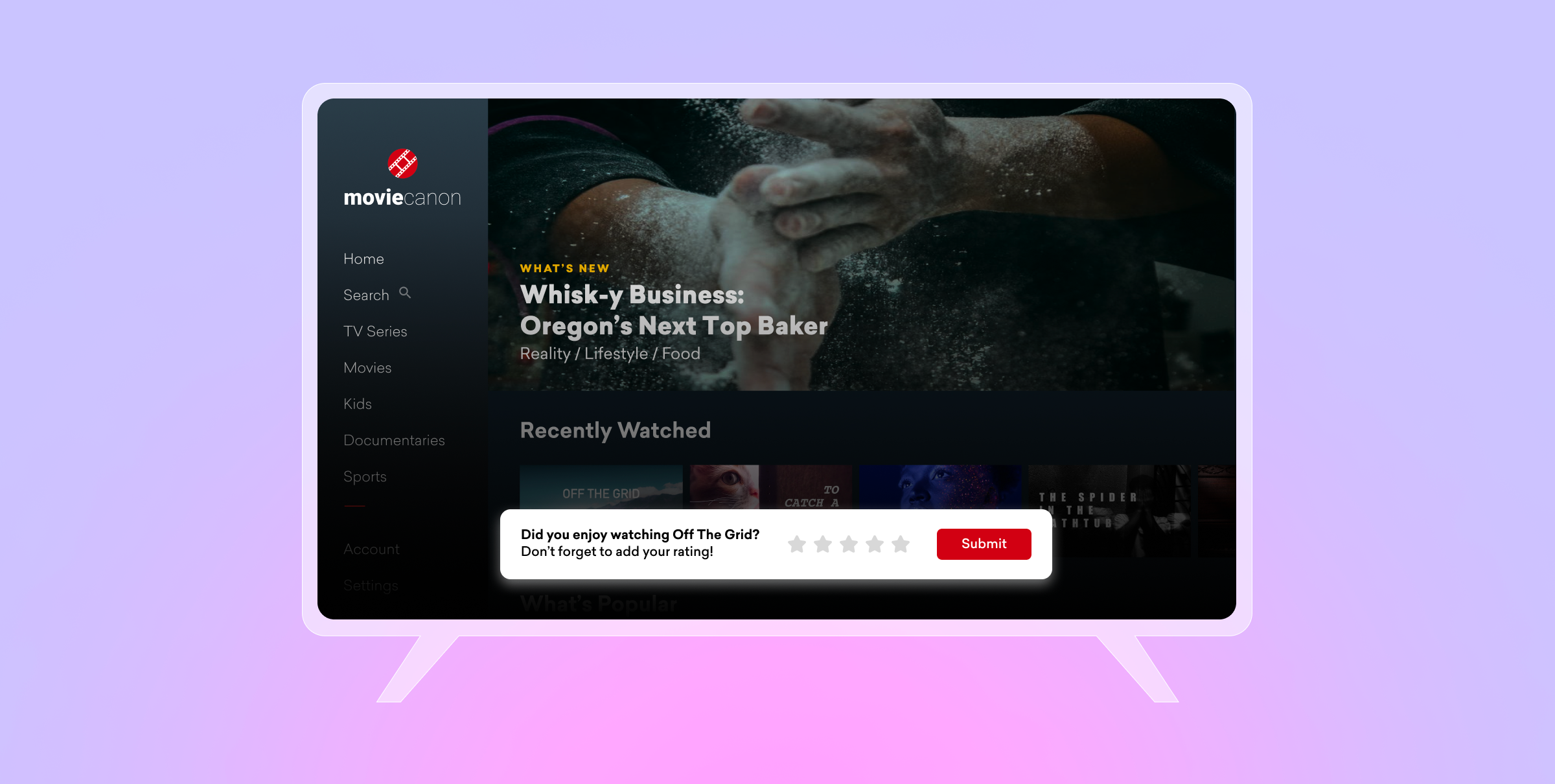 a tv screen shows a movie called whisk-y business