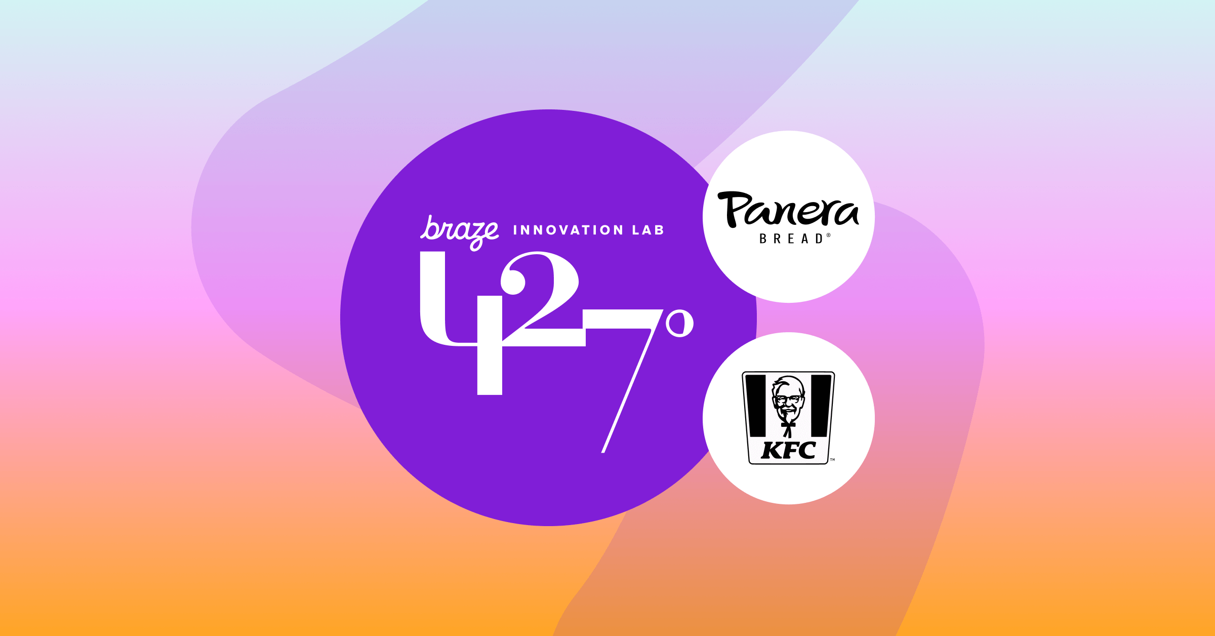 panera bread and kfc logos on a purple background