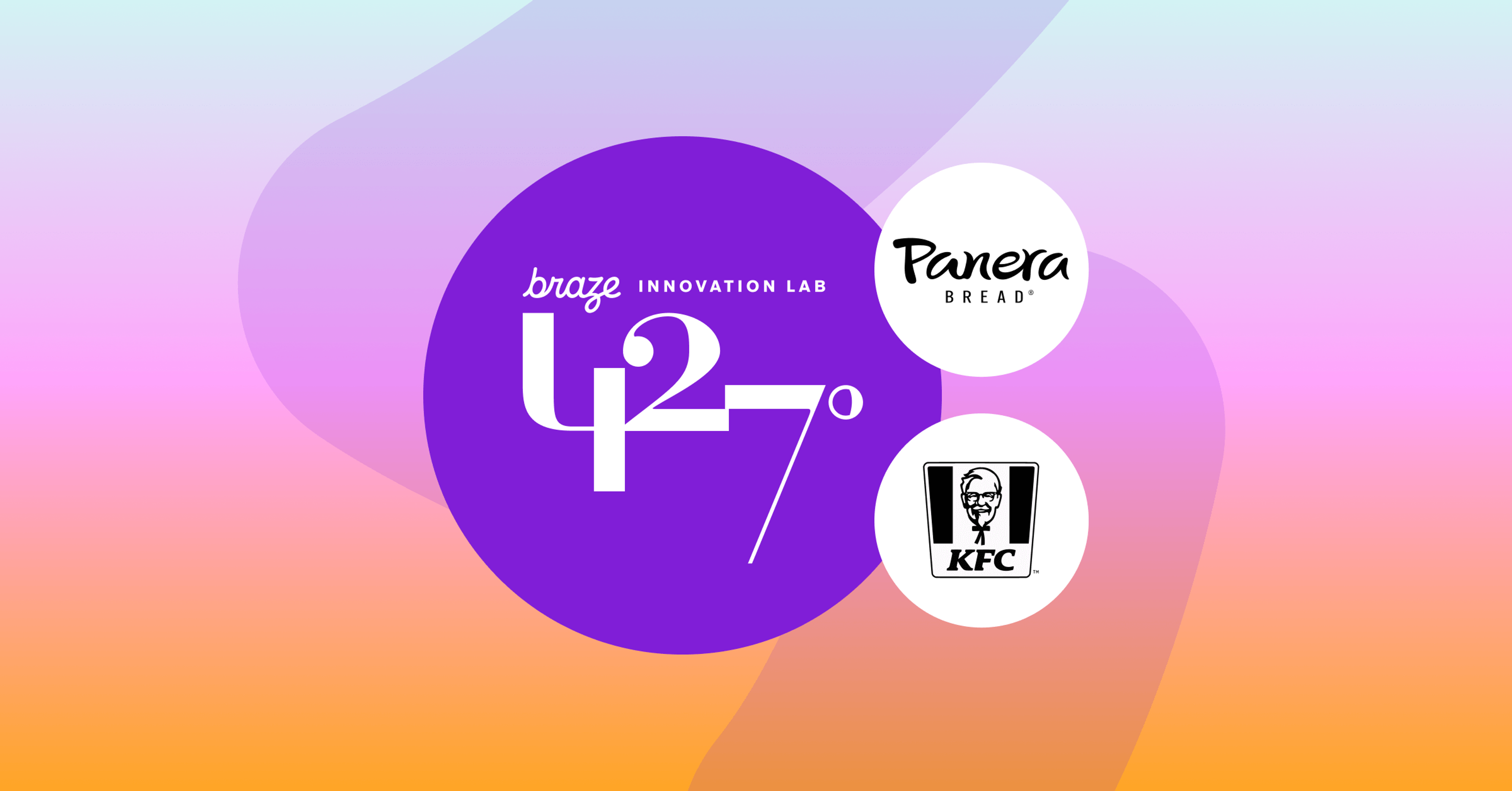 panera bread and kfc logos on a purple background