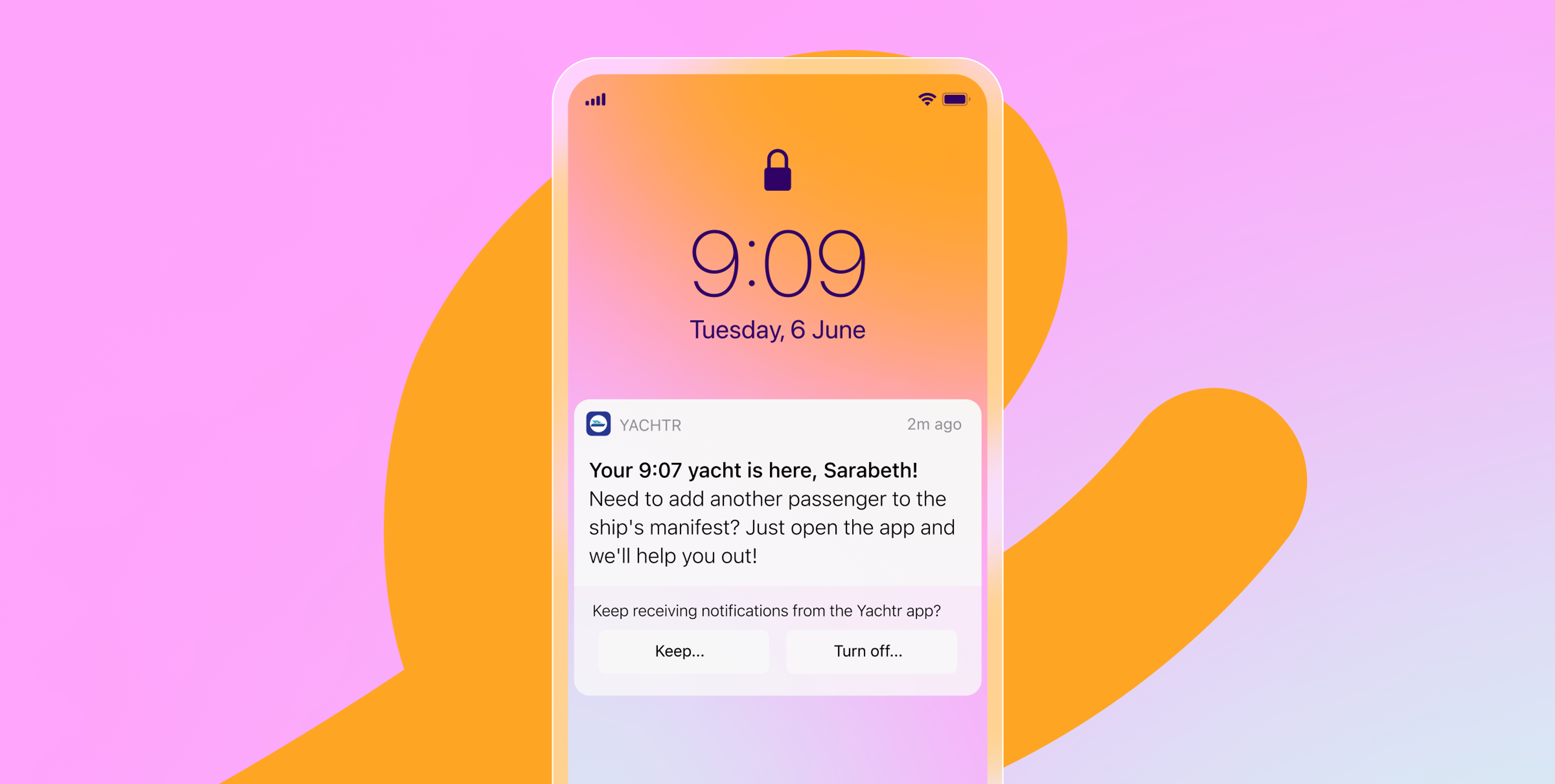a phone with a lock screen that says 9:09 tuesday june 6th