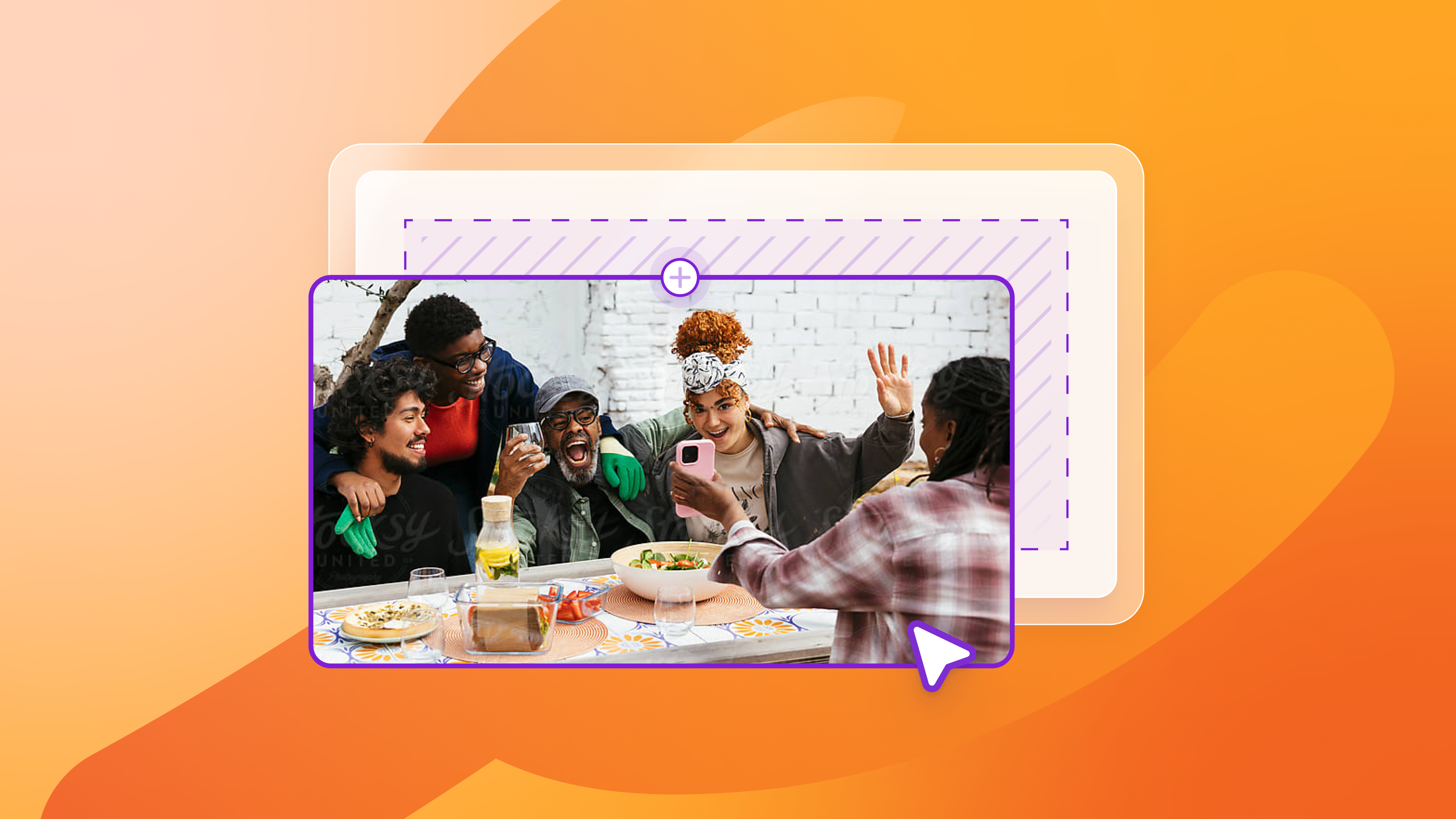 a group of people sitting around a table taking a selfie