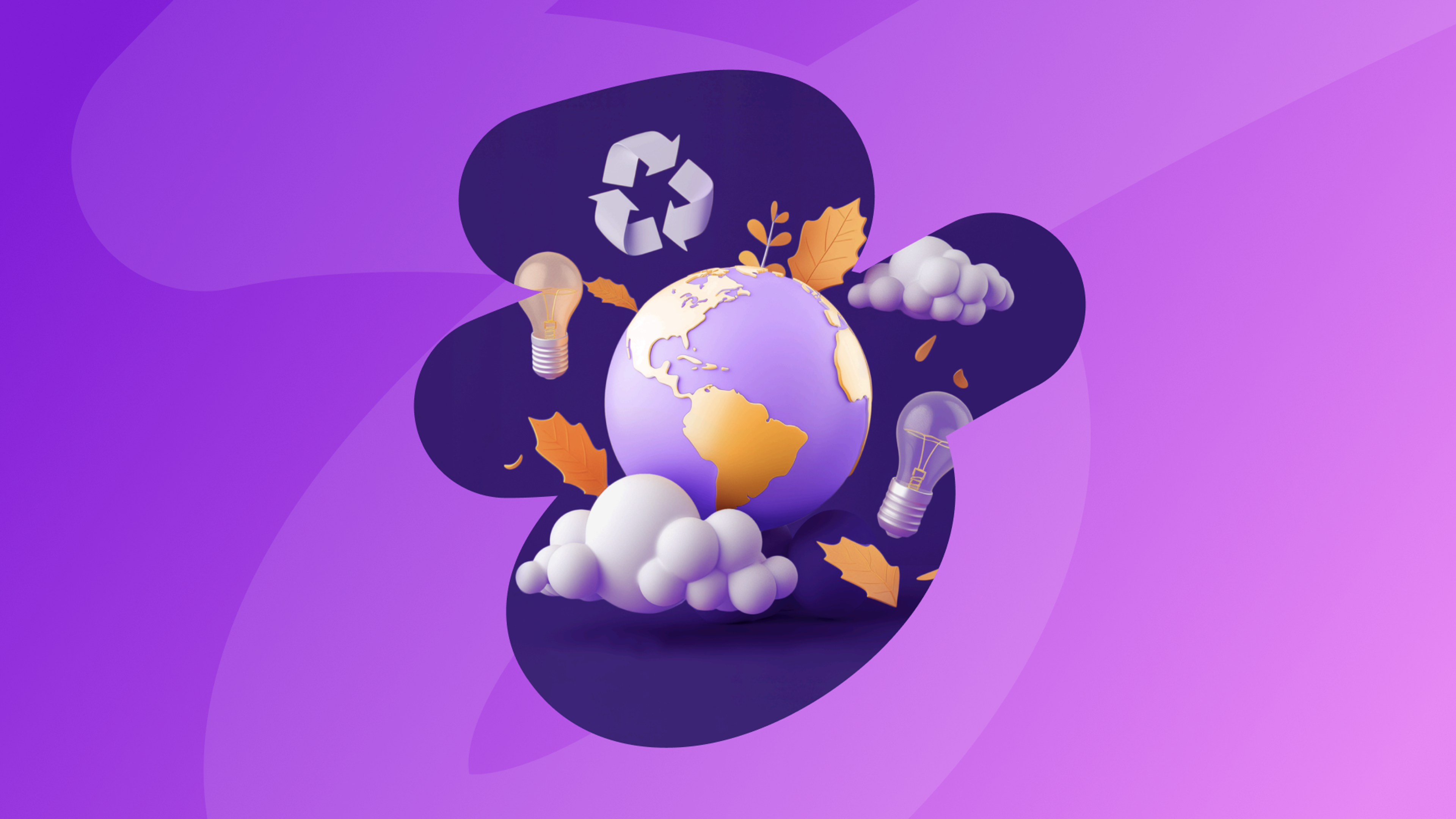 a purple globe with a recycling symbol on it