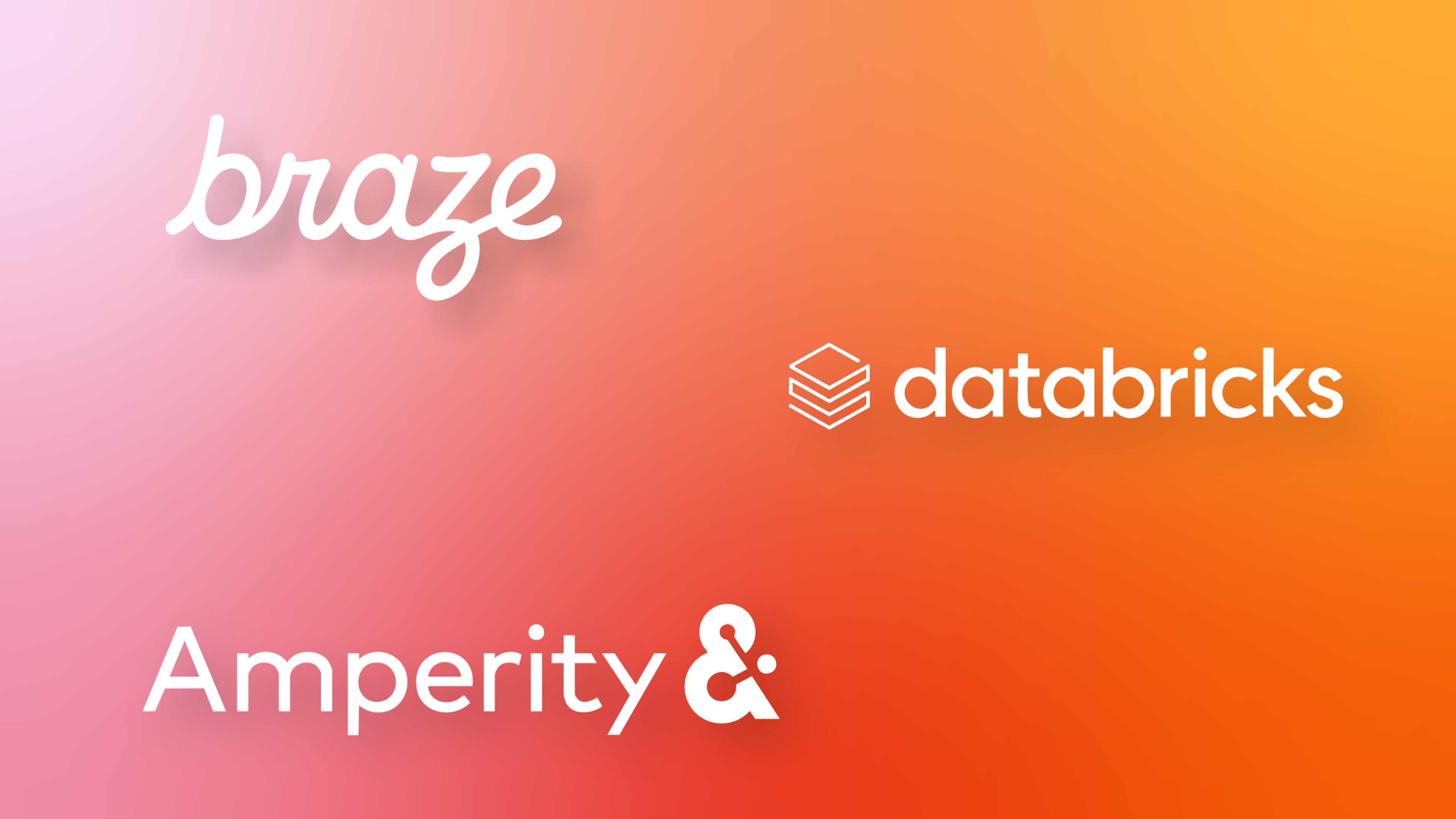 braze amperity and databricks logos on an orange background