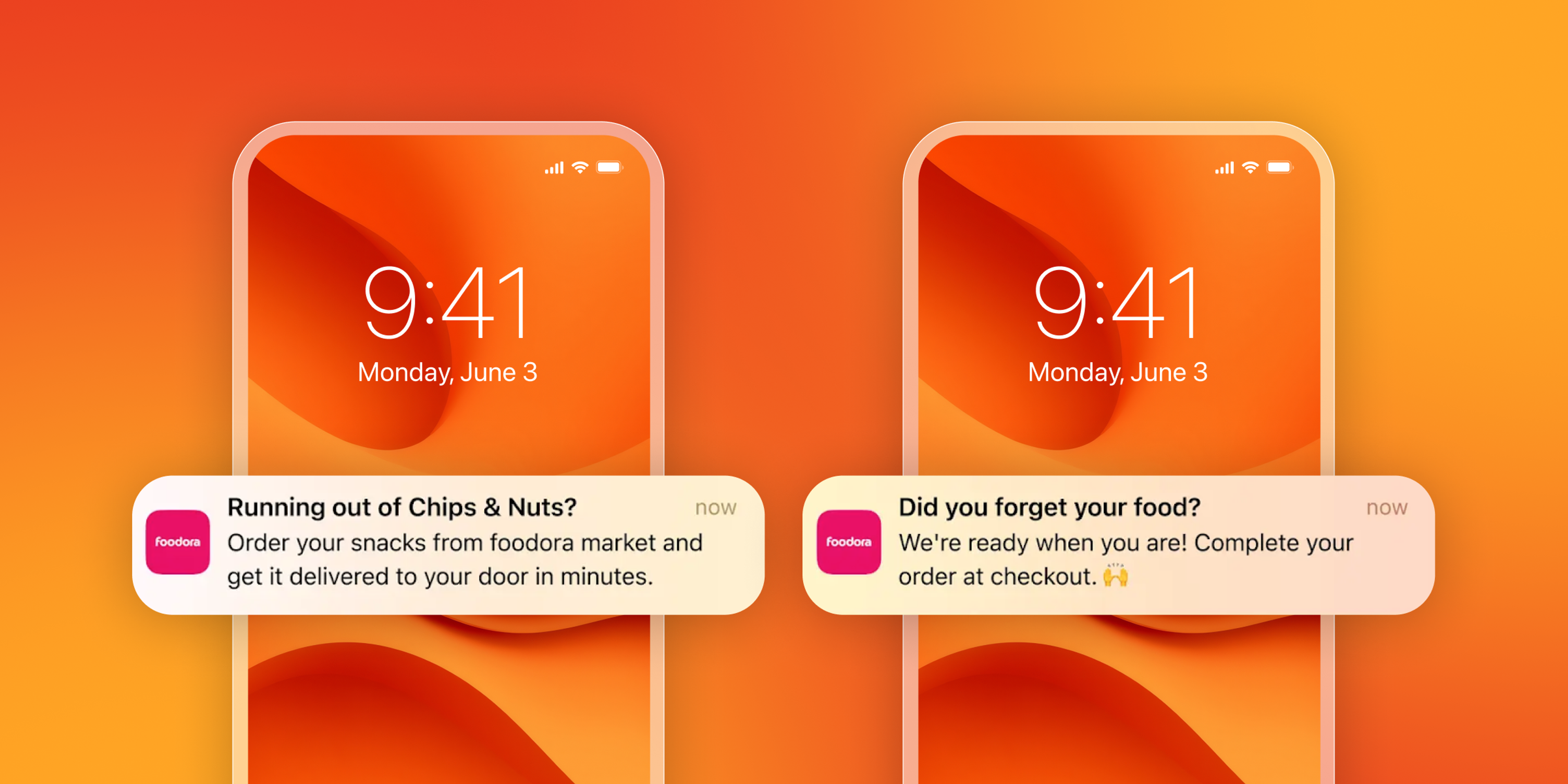 a phone with a notification that says running out of chips & nuts