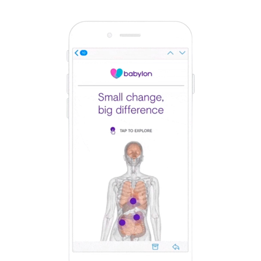 a phone with a babylon app on it