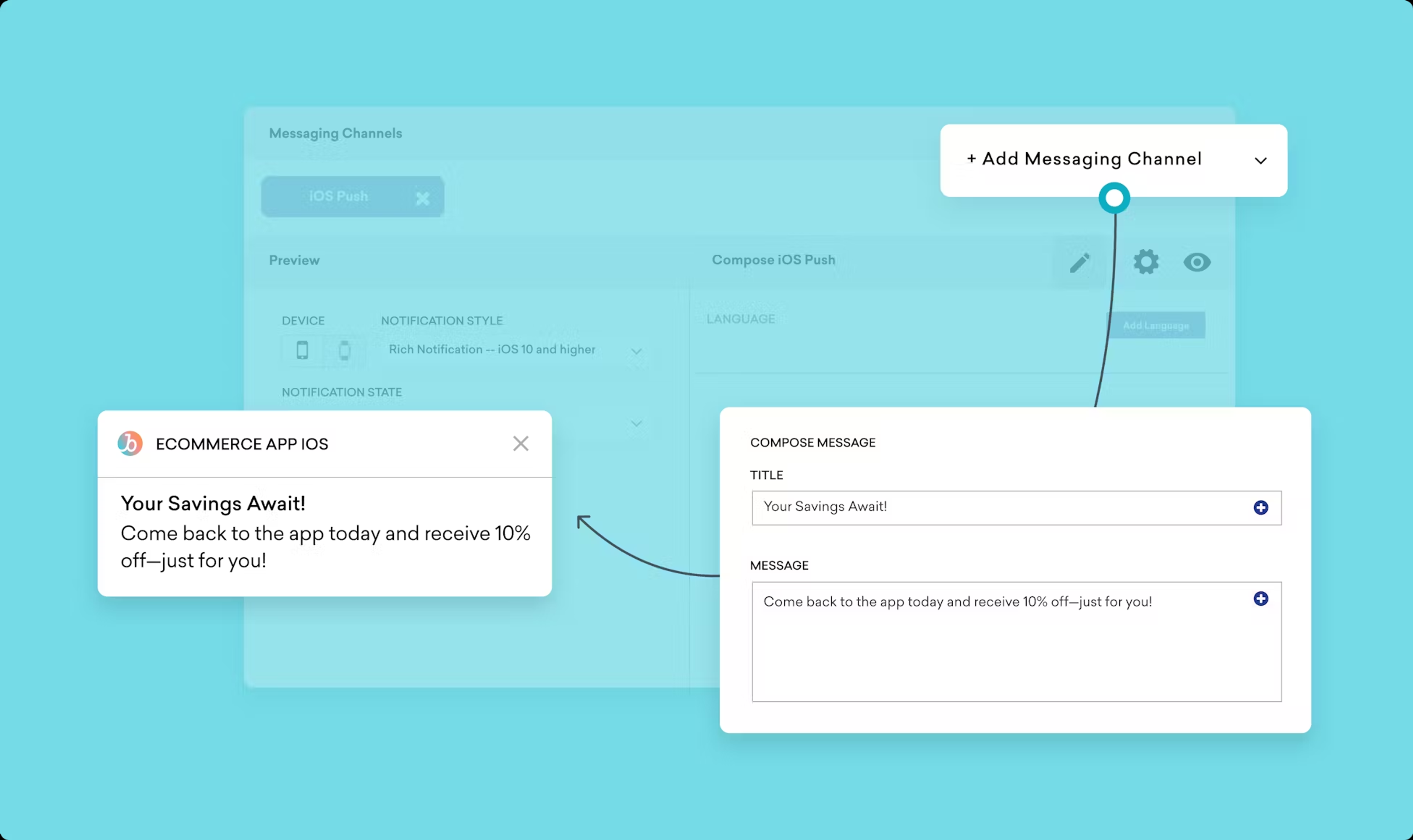 a screenshot of an add messaging channel page
