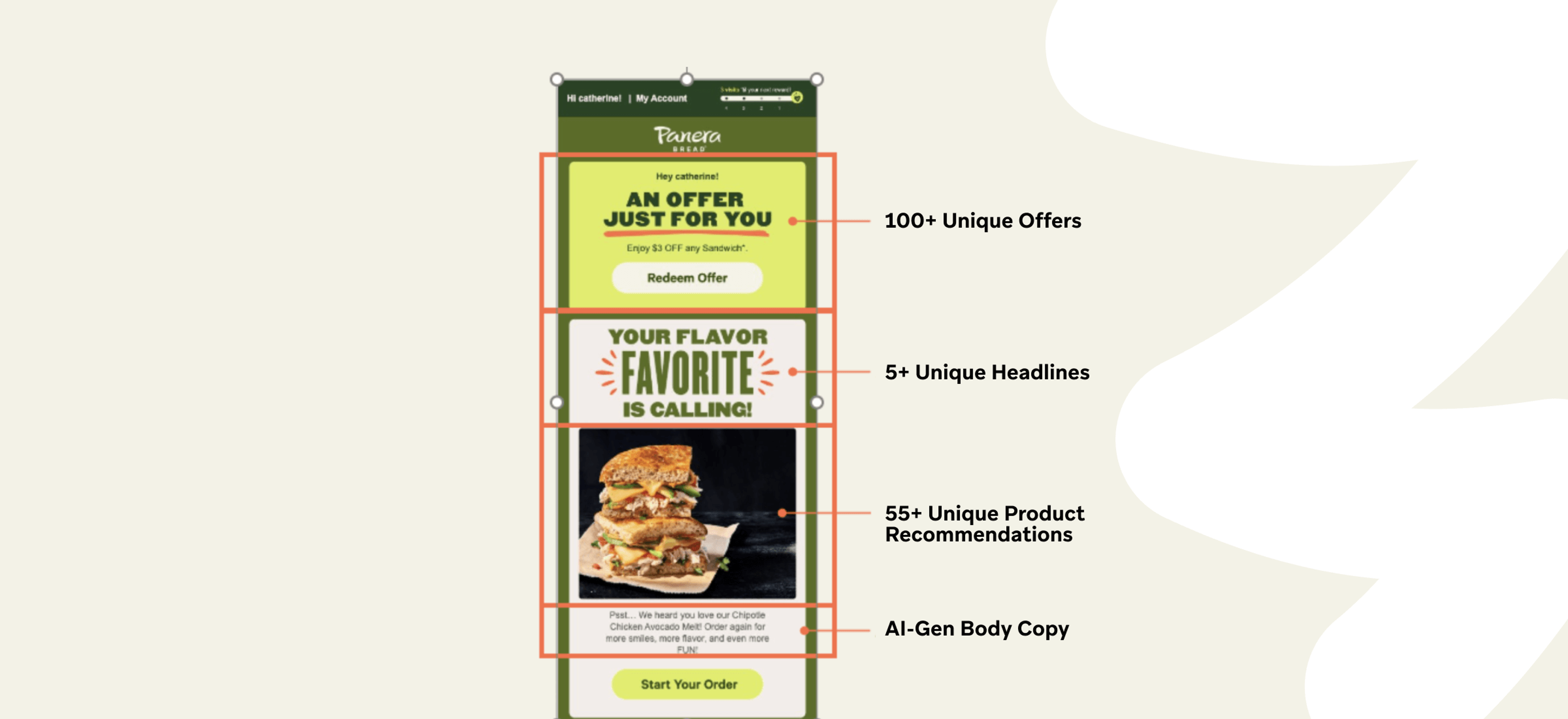a flyer for a restaurant that says an offer just for you